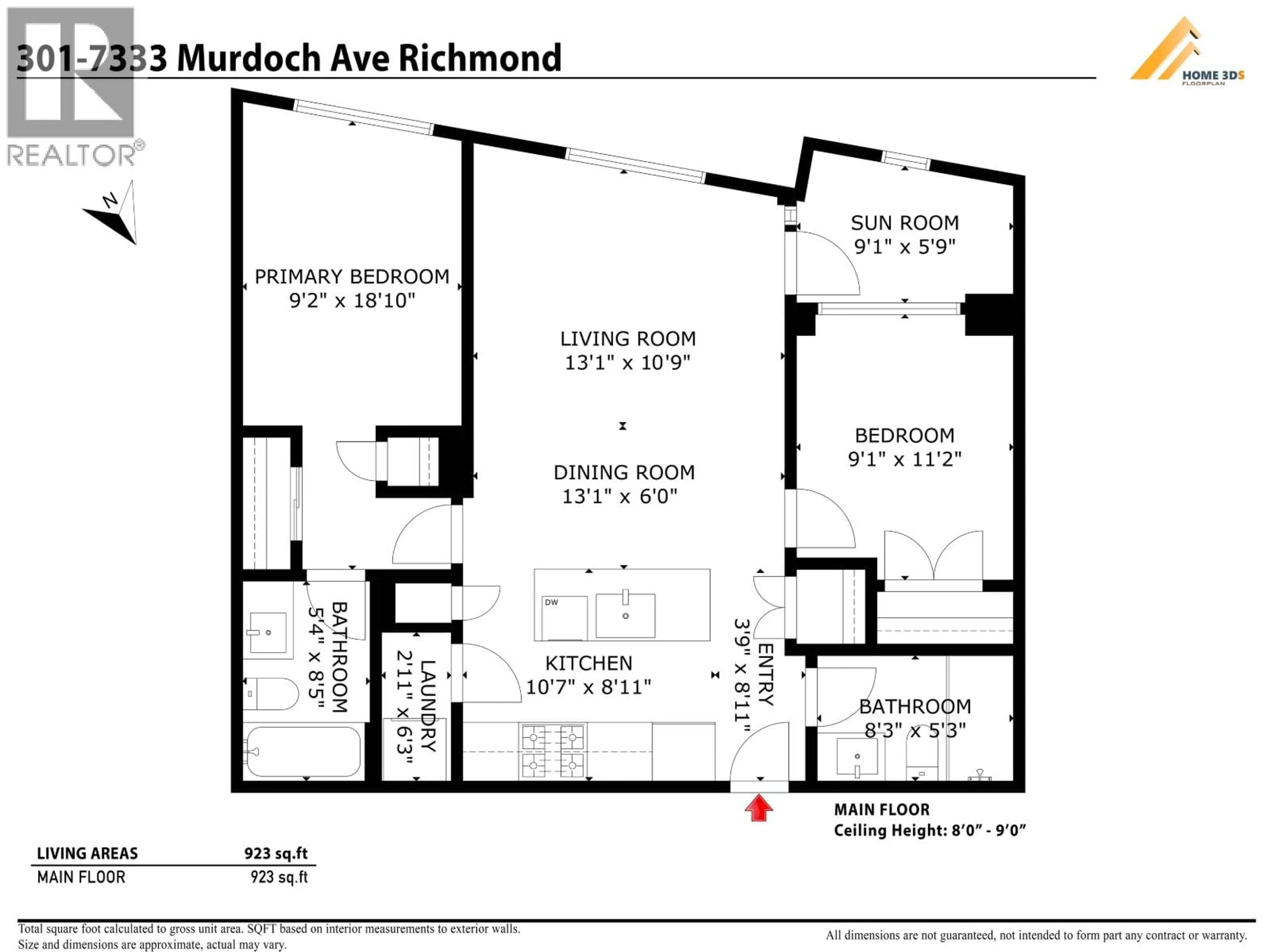 Floor plan for 301 - 7333 MURDOCH AVENUE, Richmond British Columbia V6Y0J8