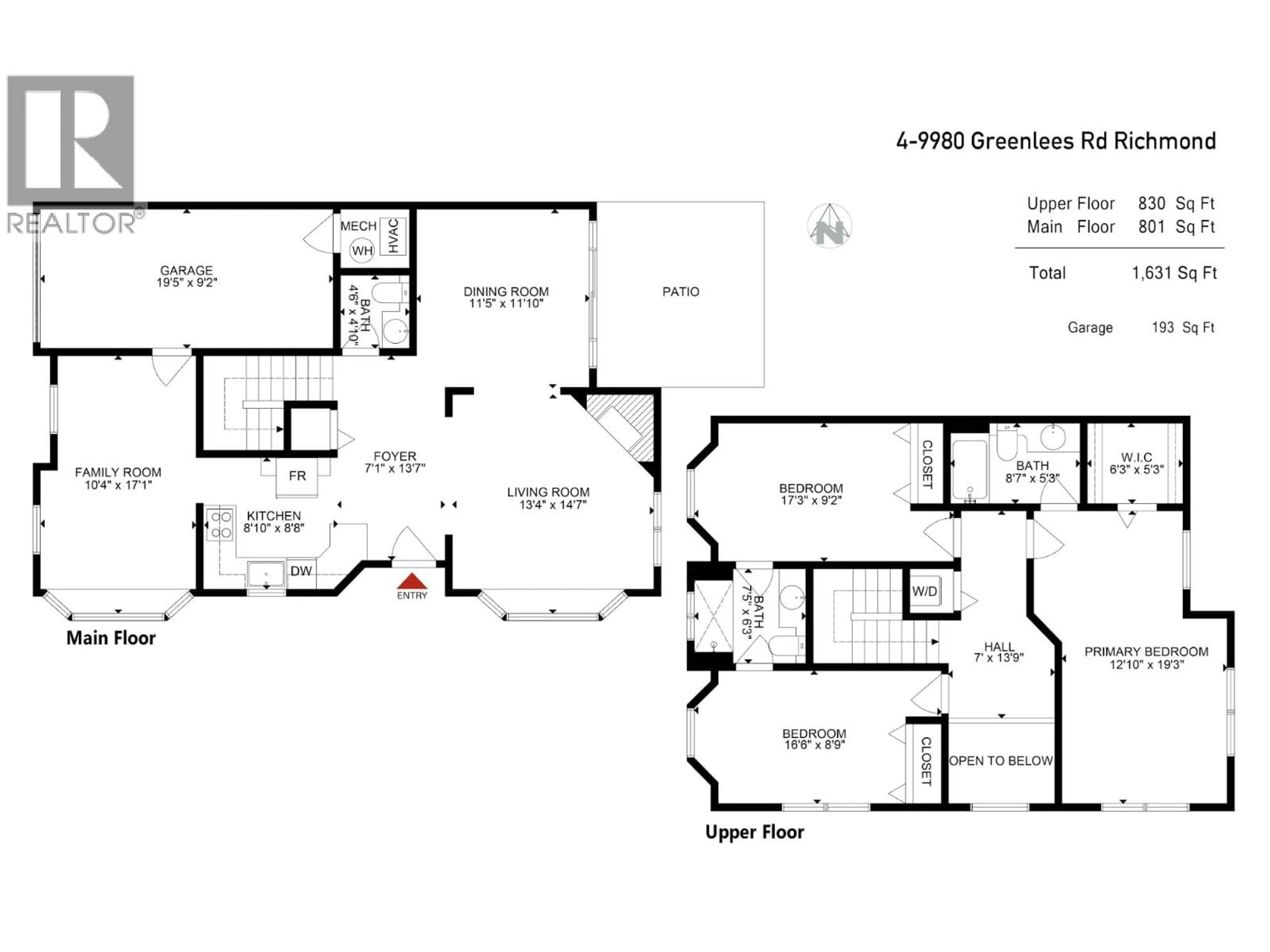 Floor plan for 4 - 9980 GREENLEES ROAD, Richmond British Columbia V7A1V4