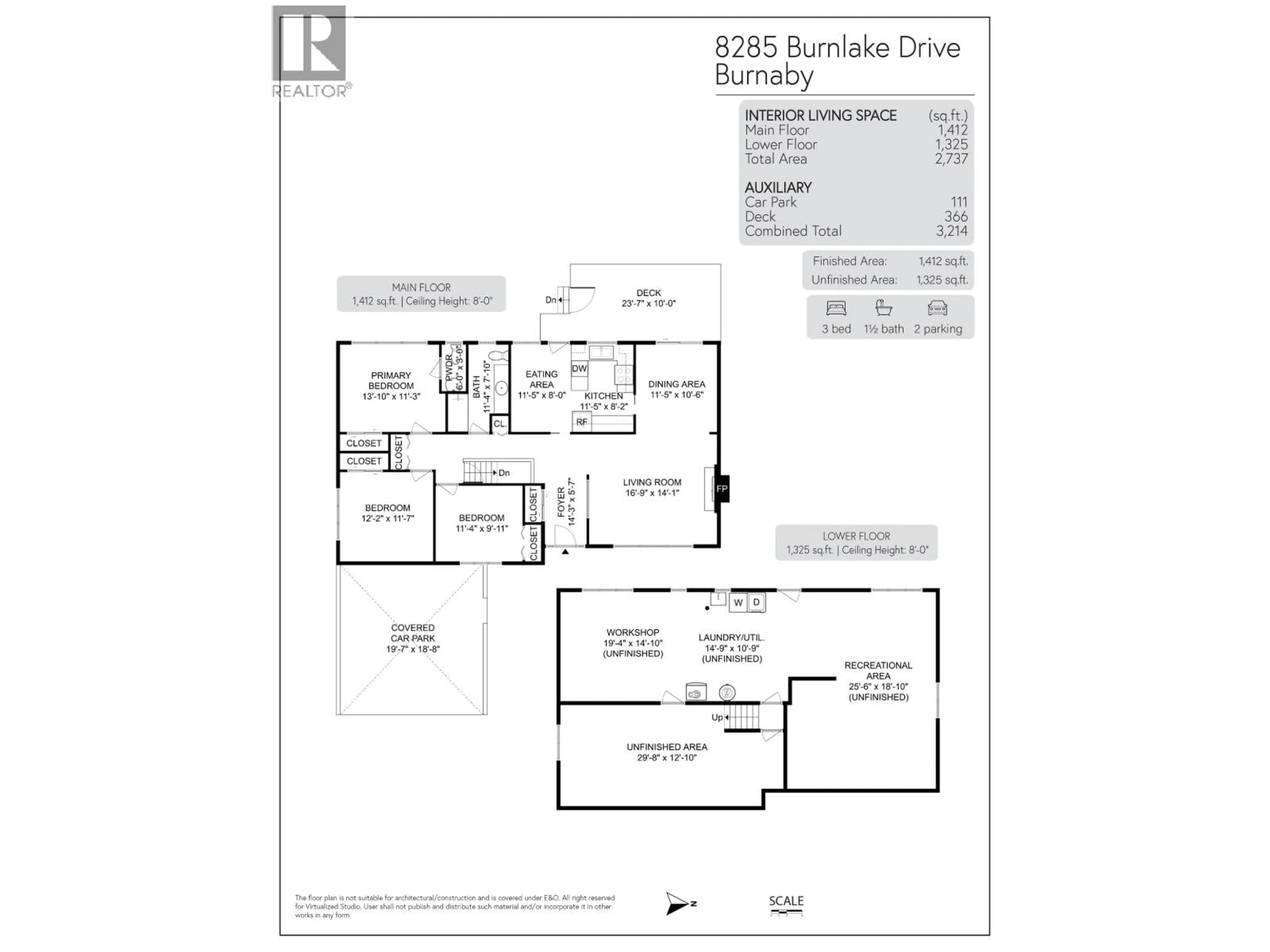 Floor plan for 8285 BURNLAKE DRIVE, Burnaby British Columbia V5A3L1