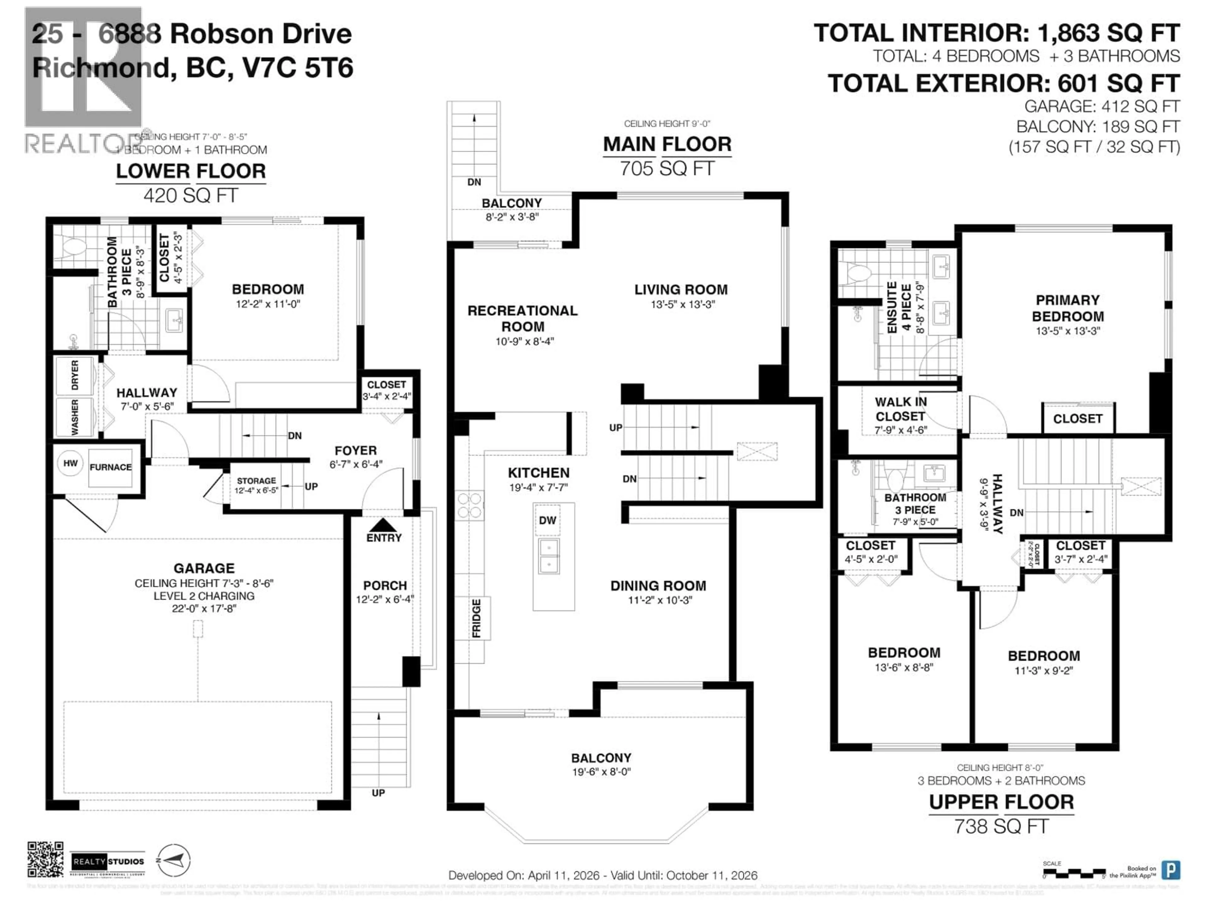 Floor plan for 25 - 6888 ROBSON DRIVE, Richmond British Columbia V7C5T6