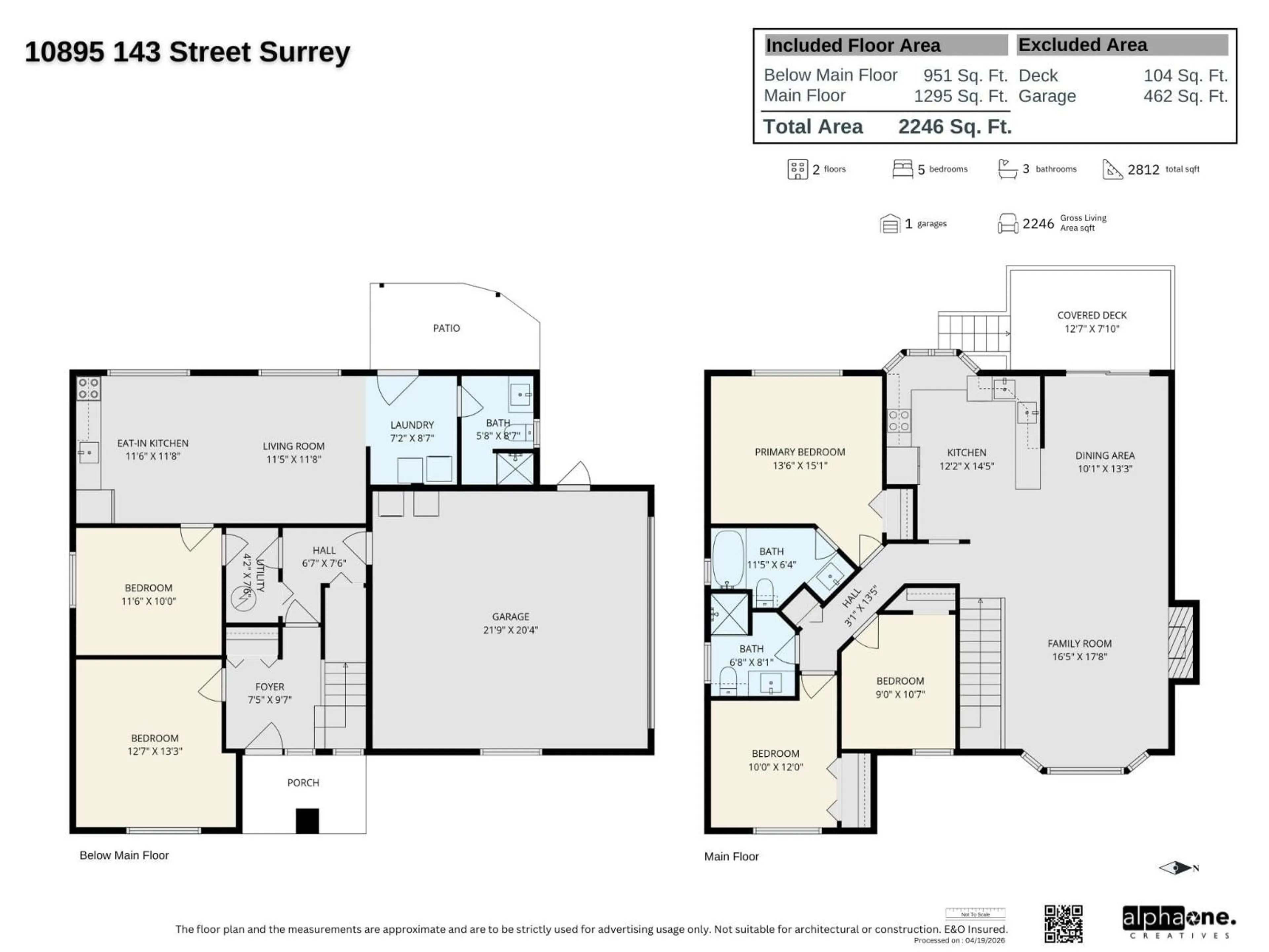 Floor plan for 10895 143 STREET, Surrey British Columbia V3R3M1