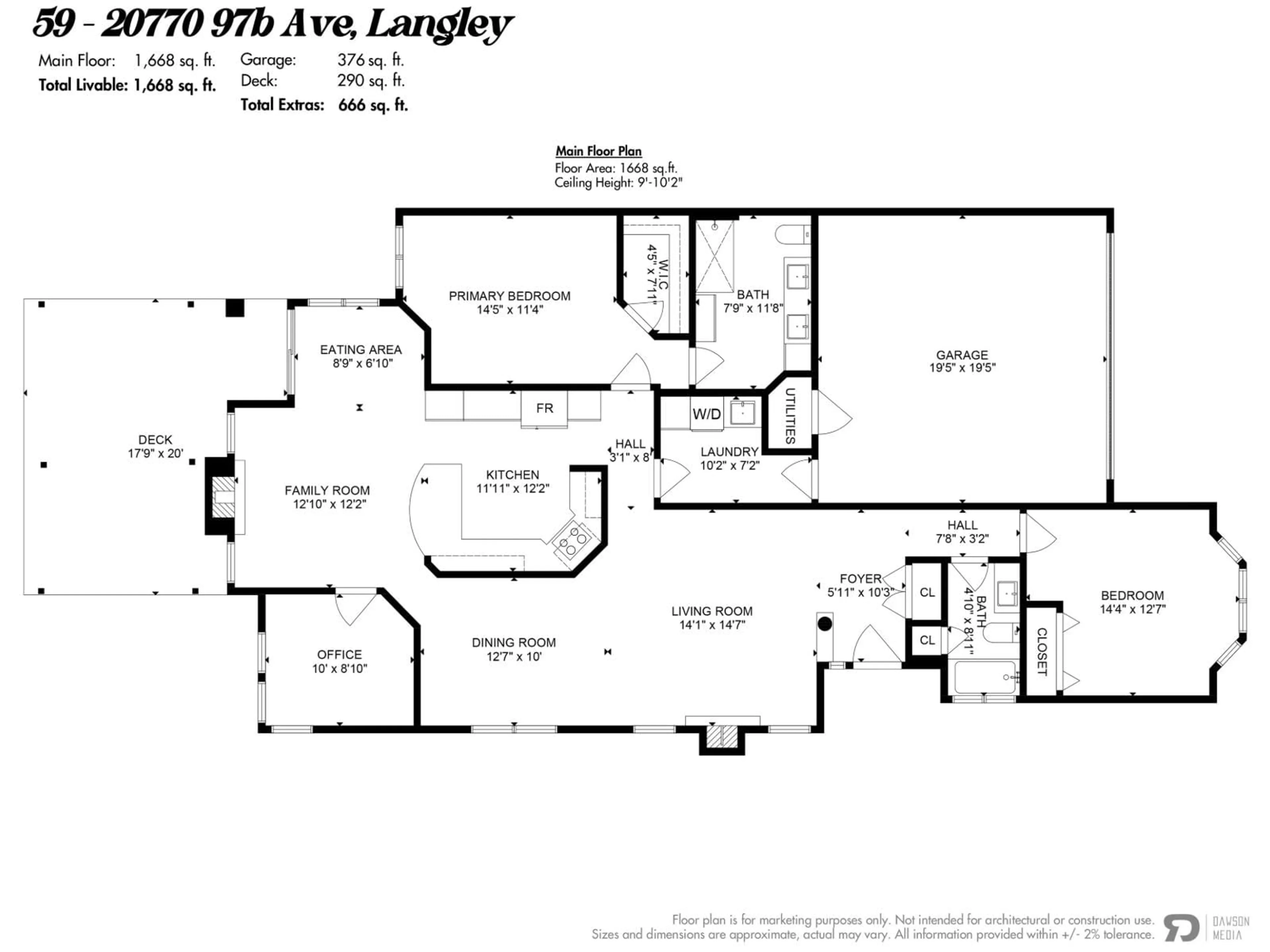 Floor plan for 59 - 20770 97B AVENUE, Langley British Columbia V1M3X9