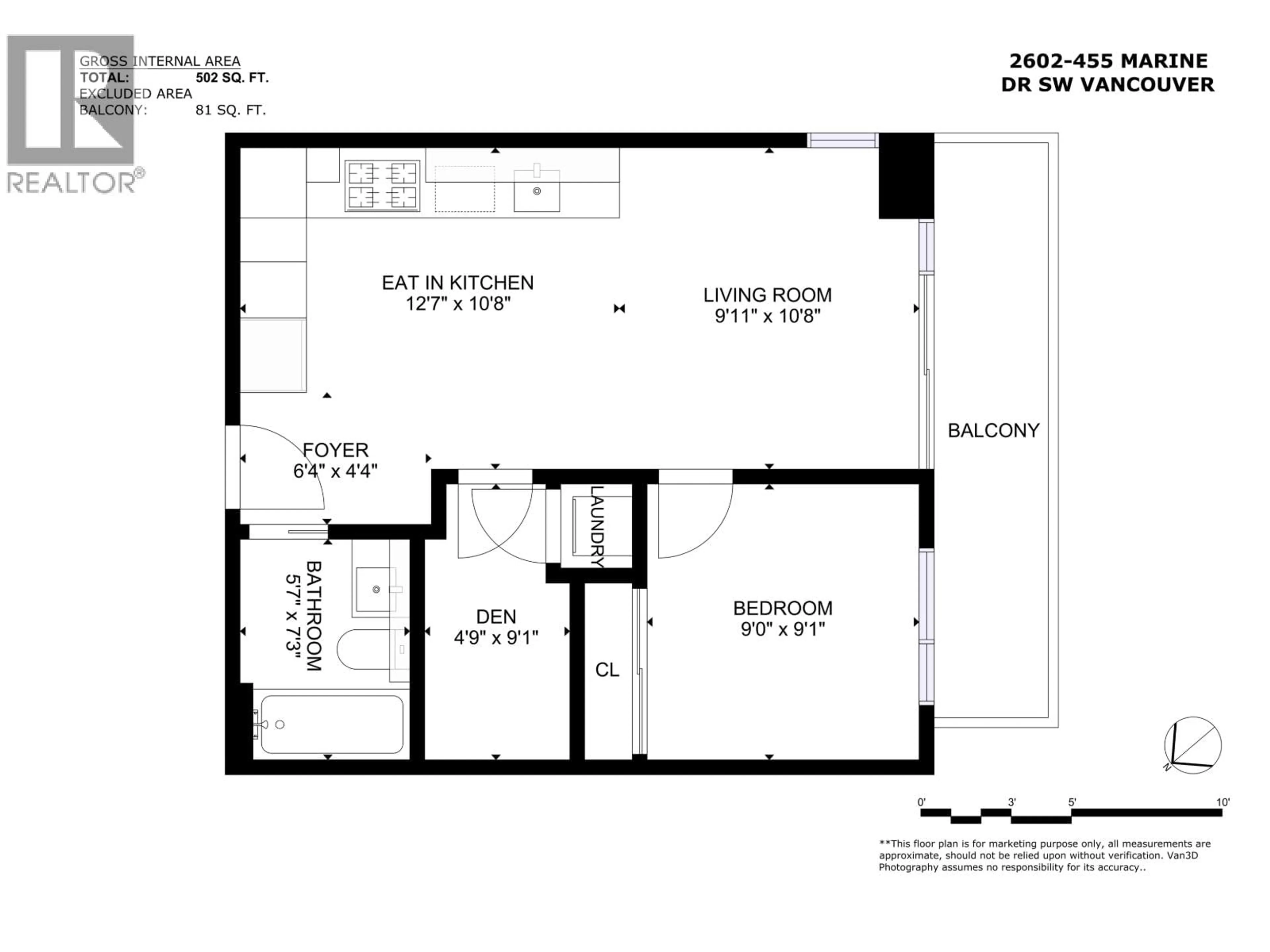 Floor plan for 2602 - 455 MARINE DRIVE, Vancouver British Columbia V5X0H3