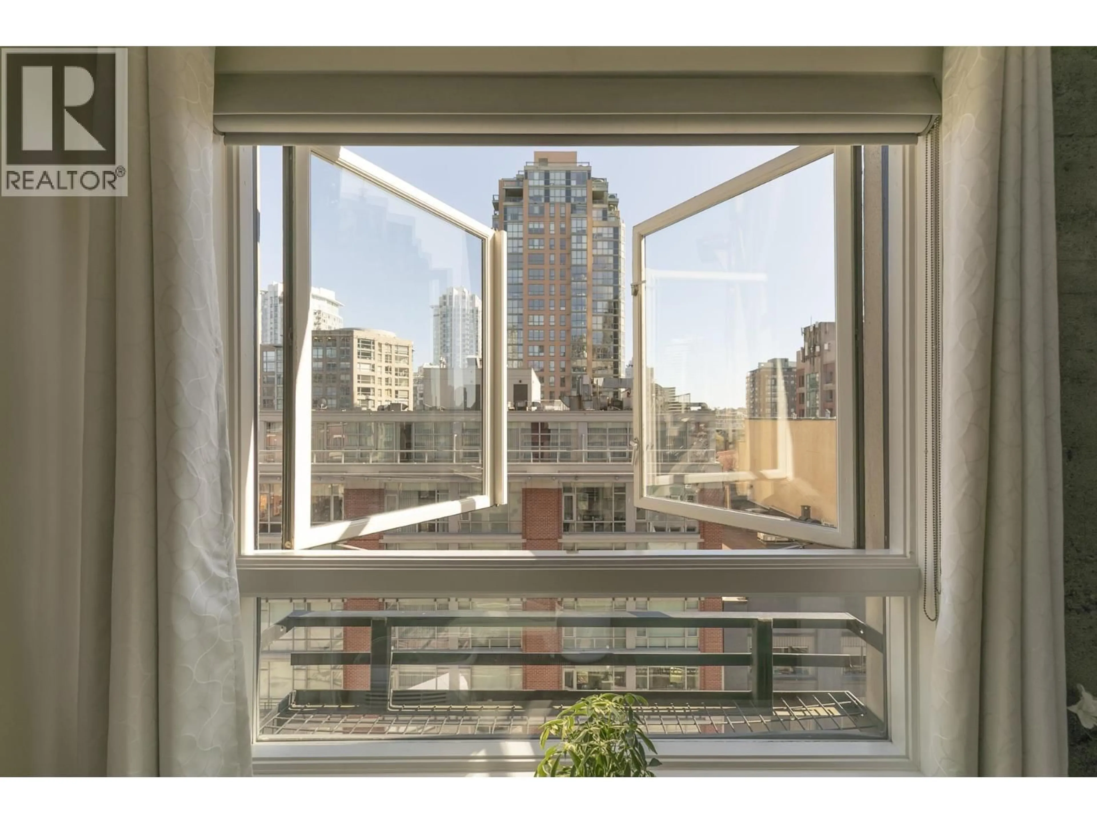 Balcony in the apartment, city buildings view from balcony for 512 - 1216 HOMER STREET, Vancouver British Columbia V6B6K5