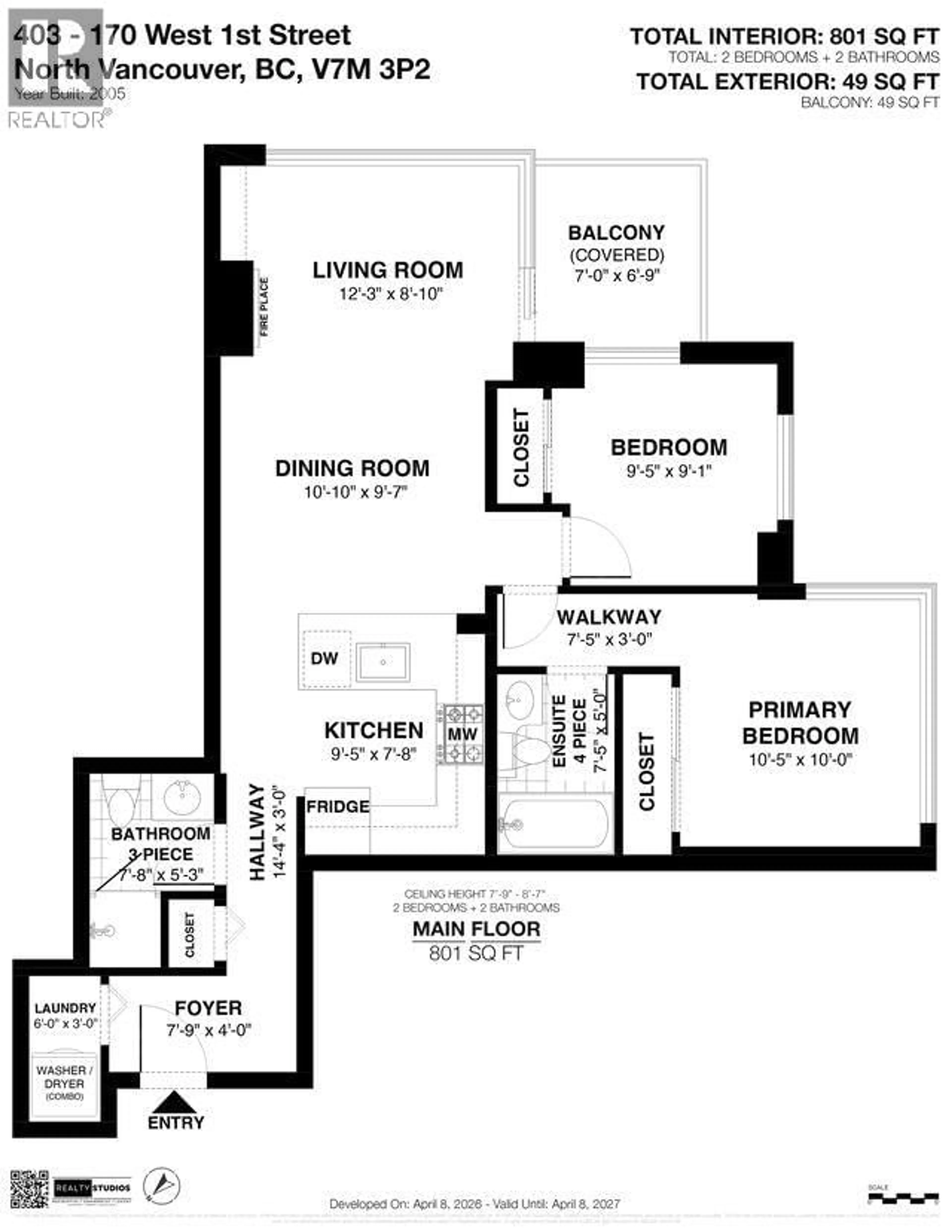 Floor plan for 403 - 170 1ST STREET, North Vancouver British Columbia V7M3P2