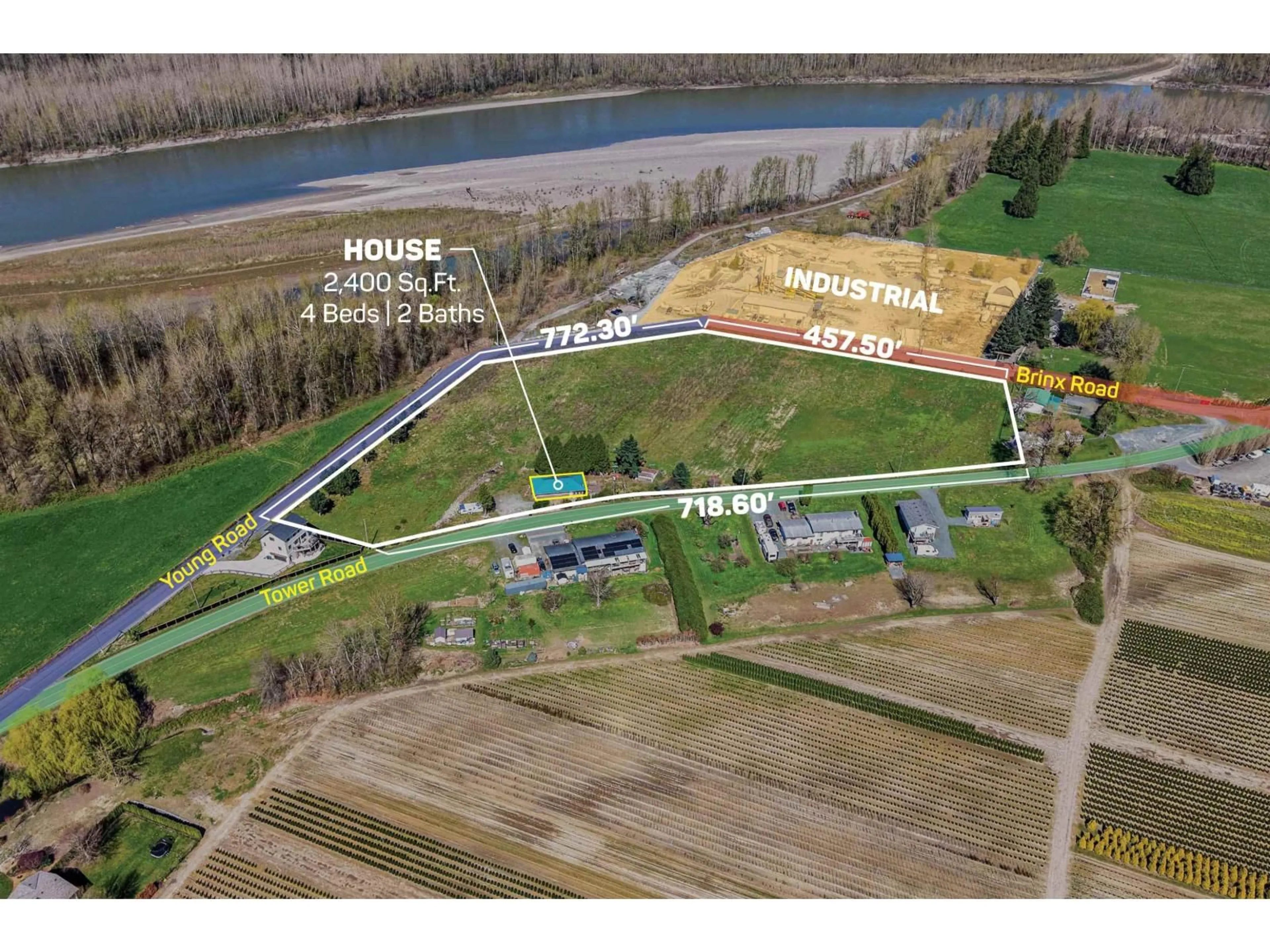 A pic from outside/outdoor area/front of a property/back of a property/a pic from drone, street for 10715 TOWER ROAD, Chilliwack British Columbia V2P8B9