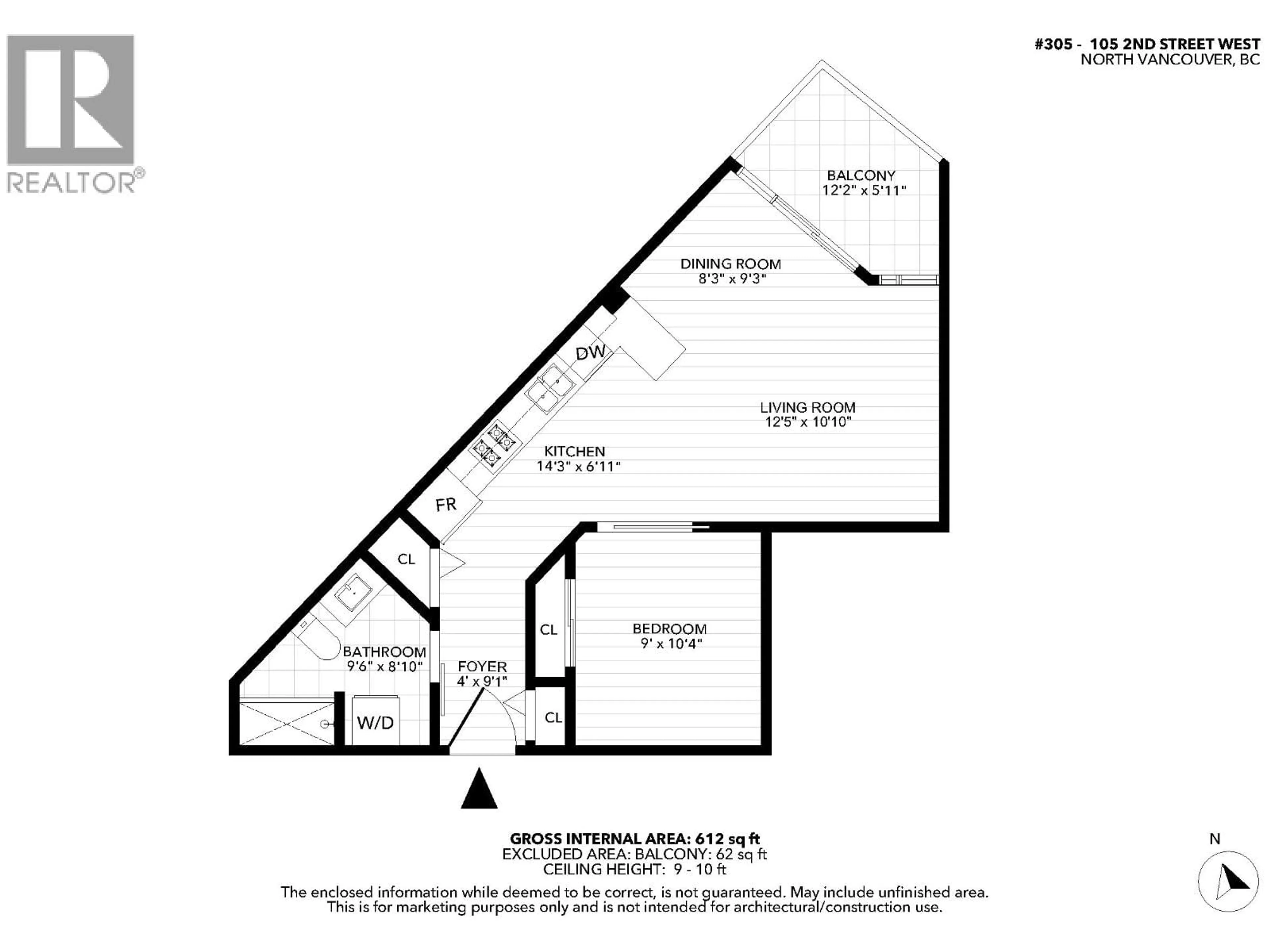 Floor plan for 305 - 105 2ND STREET, North Vancouver British Columbia V7M0E3