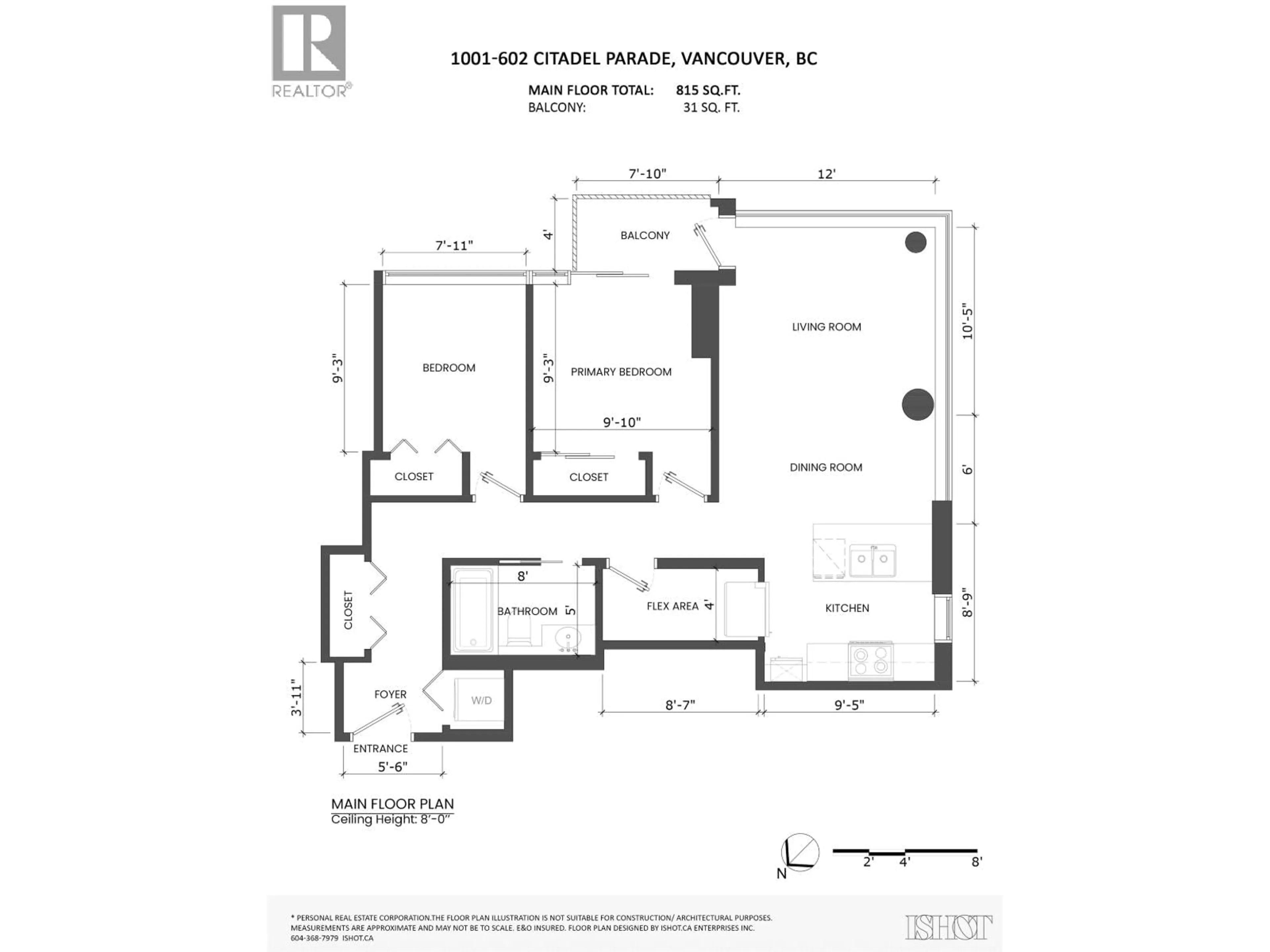 Floor plan for 1001 - 602 CITADEL PARADE, Vancouver British Columbia V6B1X2
