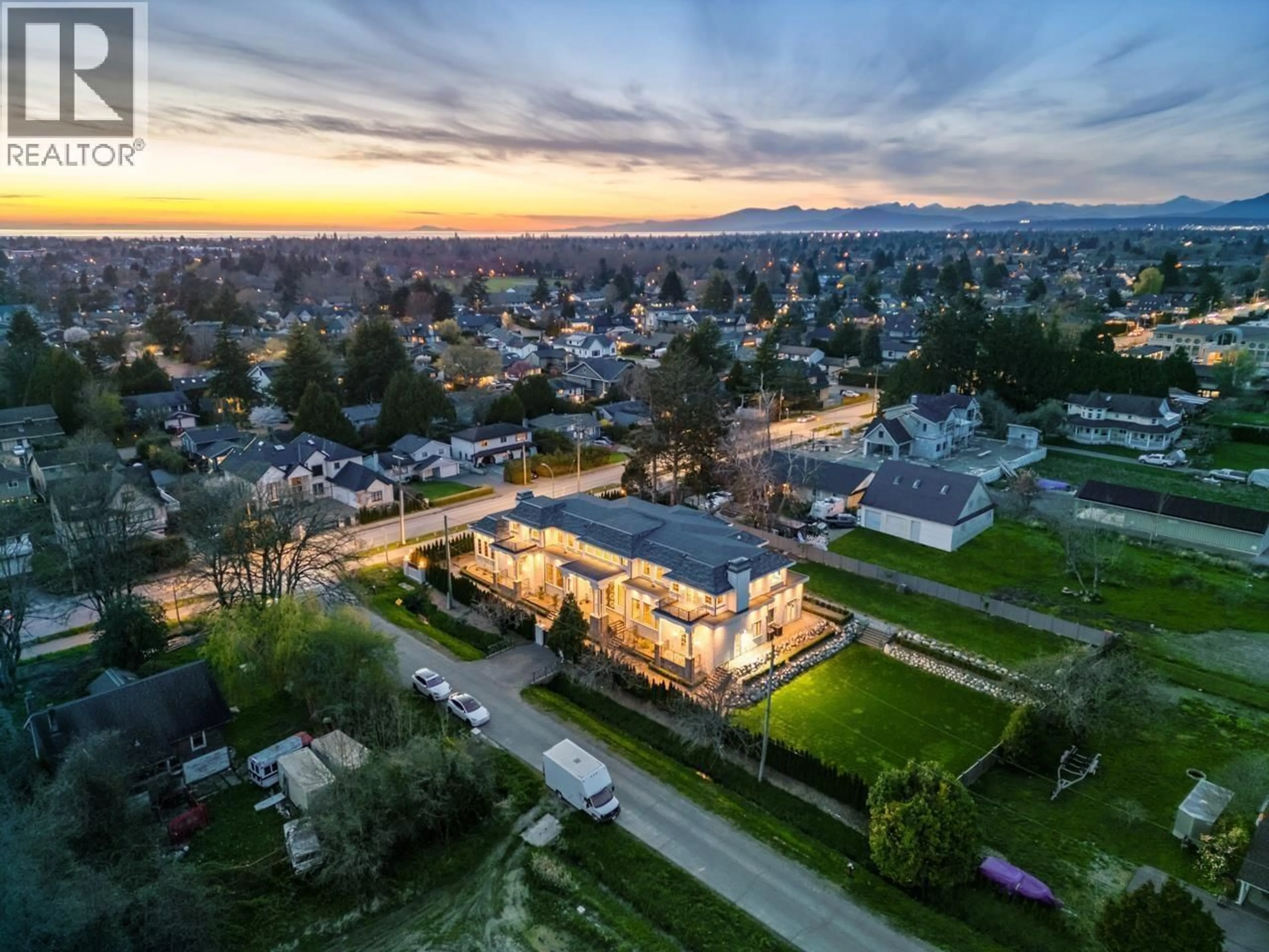 A pic from outside/outdoor area/front of a property/back of a property/a pic from drone, mountain view for 6079 MONTEITH ROAD, Richmond British Columbia V7E2G6