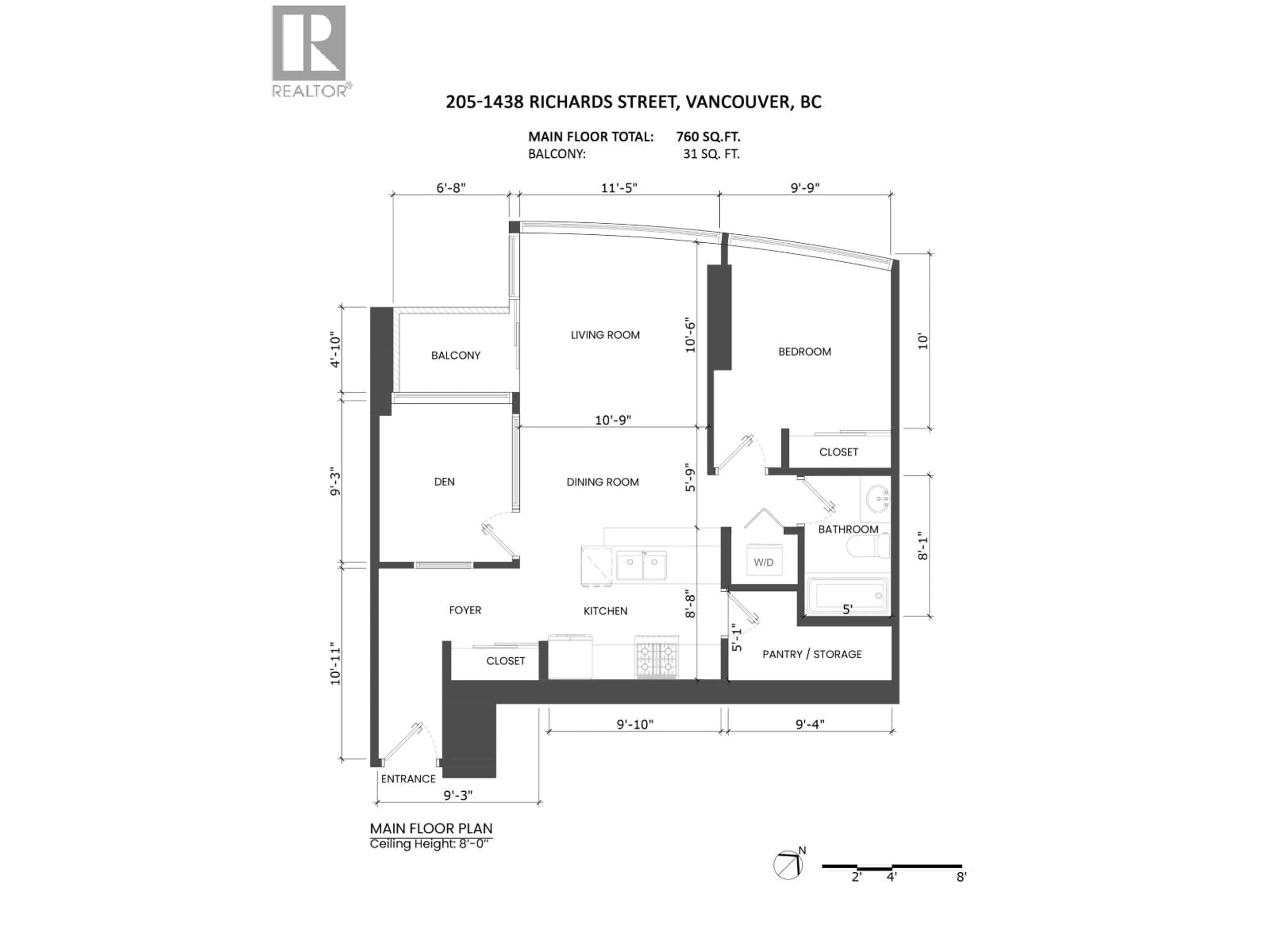 Floor plan for 205 - 1438 RICHARDS STREET, Vancouver British Columbia V6Z3B8
