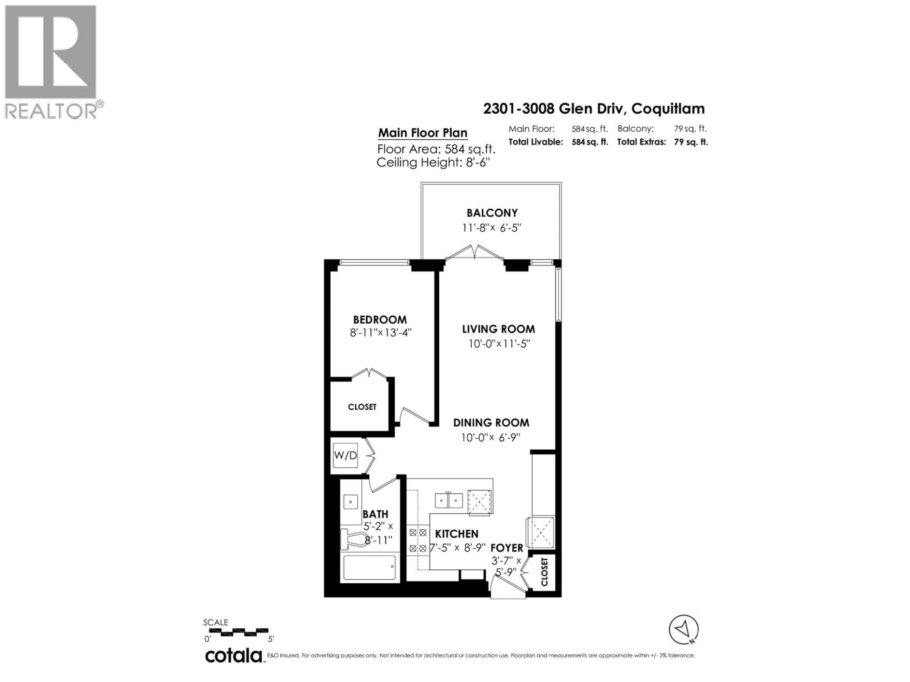 Floor plan for 2301 - 3008 GLEN DRIVE, Coquitlam British Columbia V3B0J5