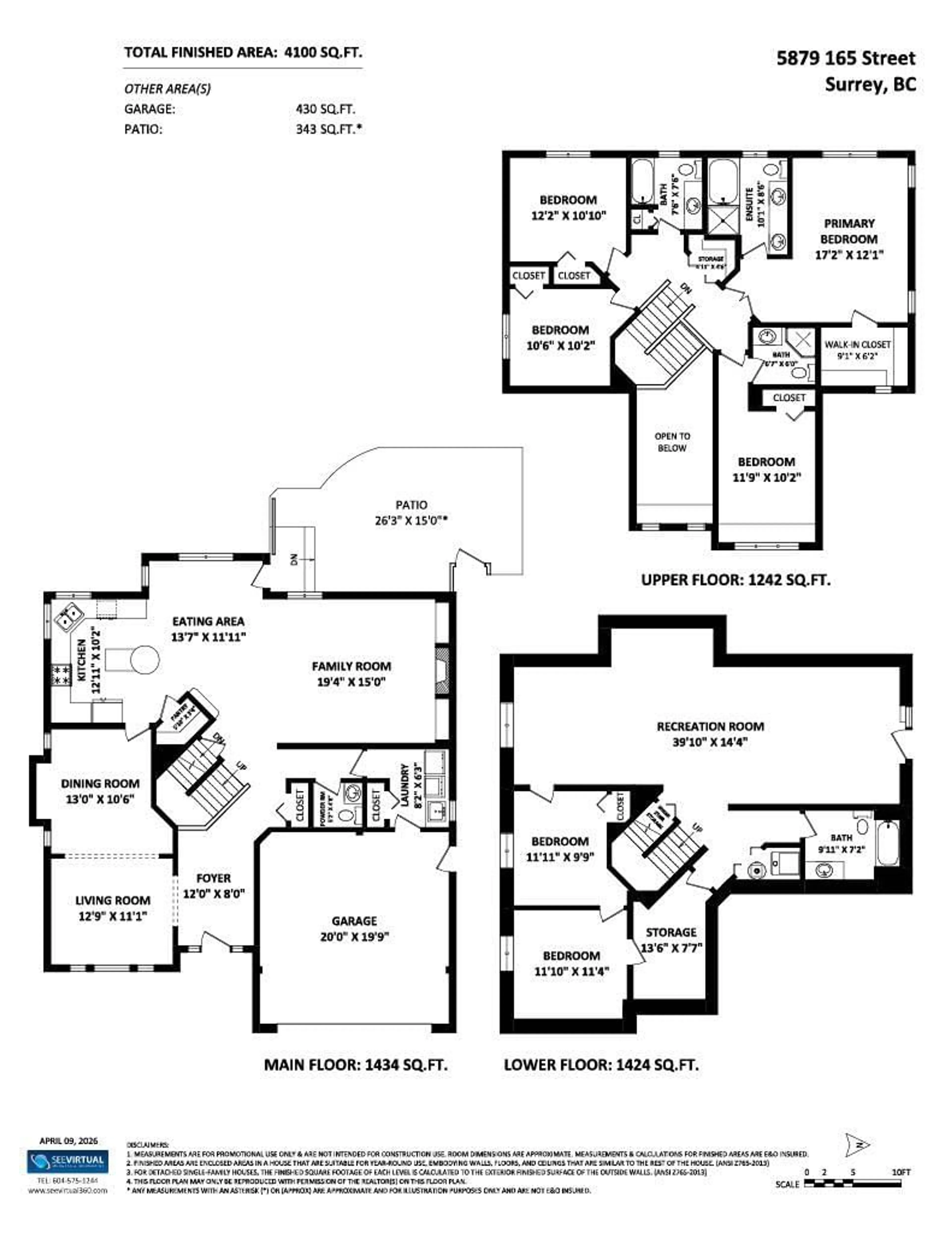 Floor plan for 5879 165 STREET, Surrey British Columbia V3S4G2