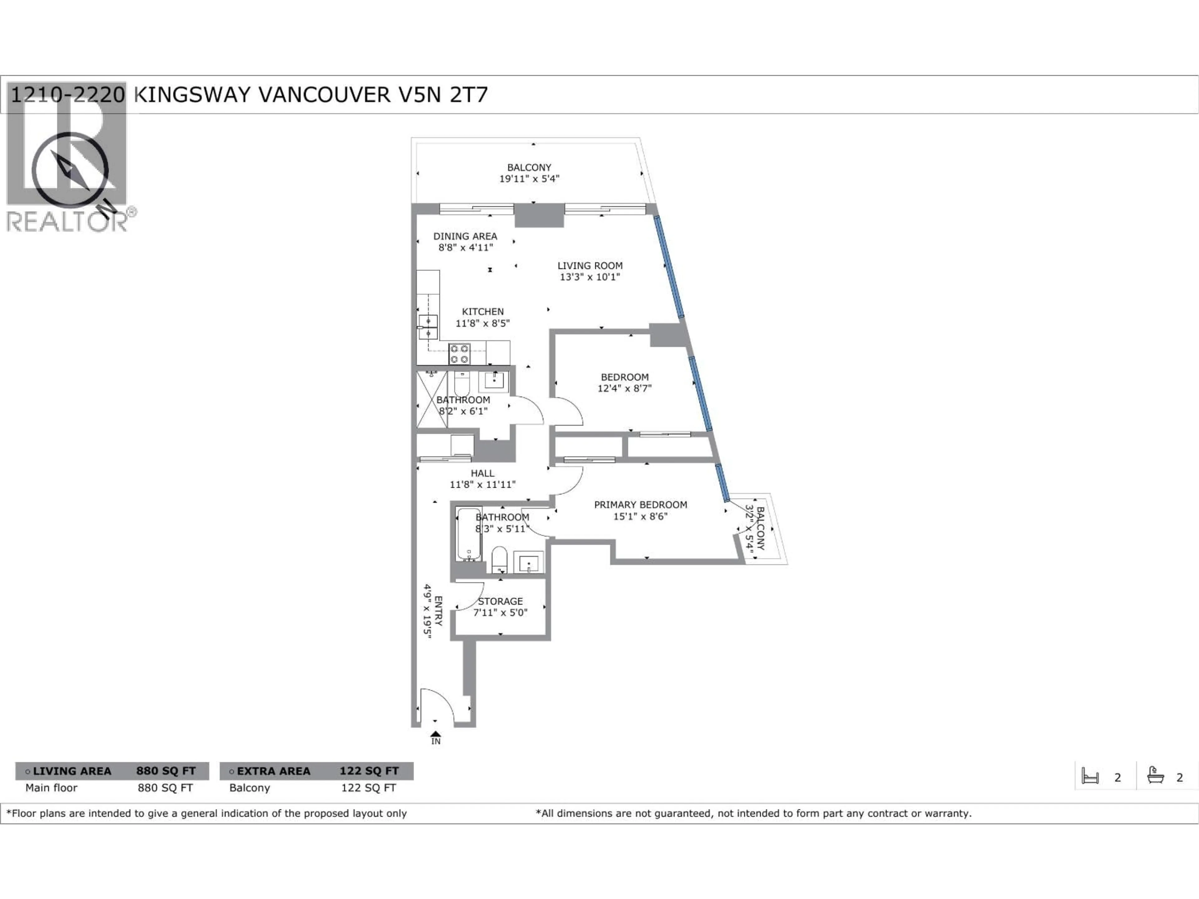 Floor plan for 1210 - 2220 KINGSWAY, Vancouver British Columbia V5N2T7
