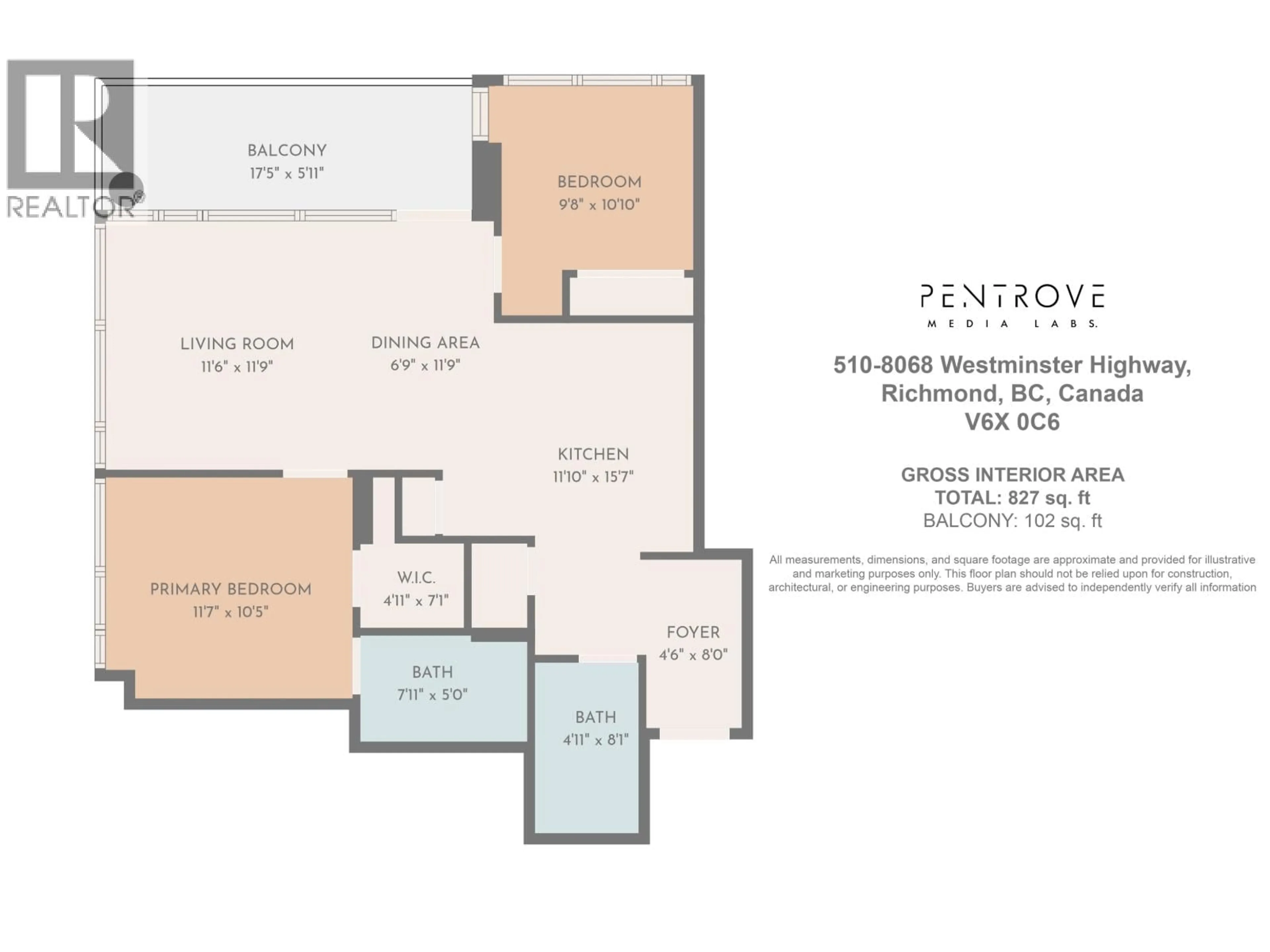 Floor plan for 510 - 8068 WESTMINSTER HIGHWAY, Richmond British Columbia V6X0C6