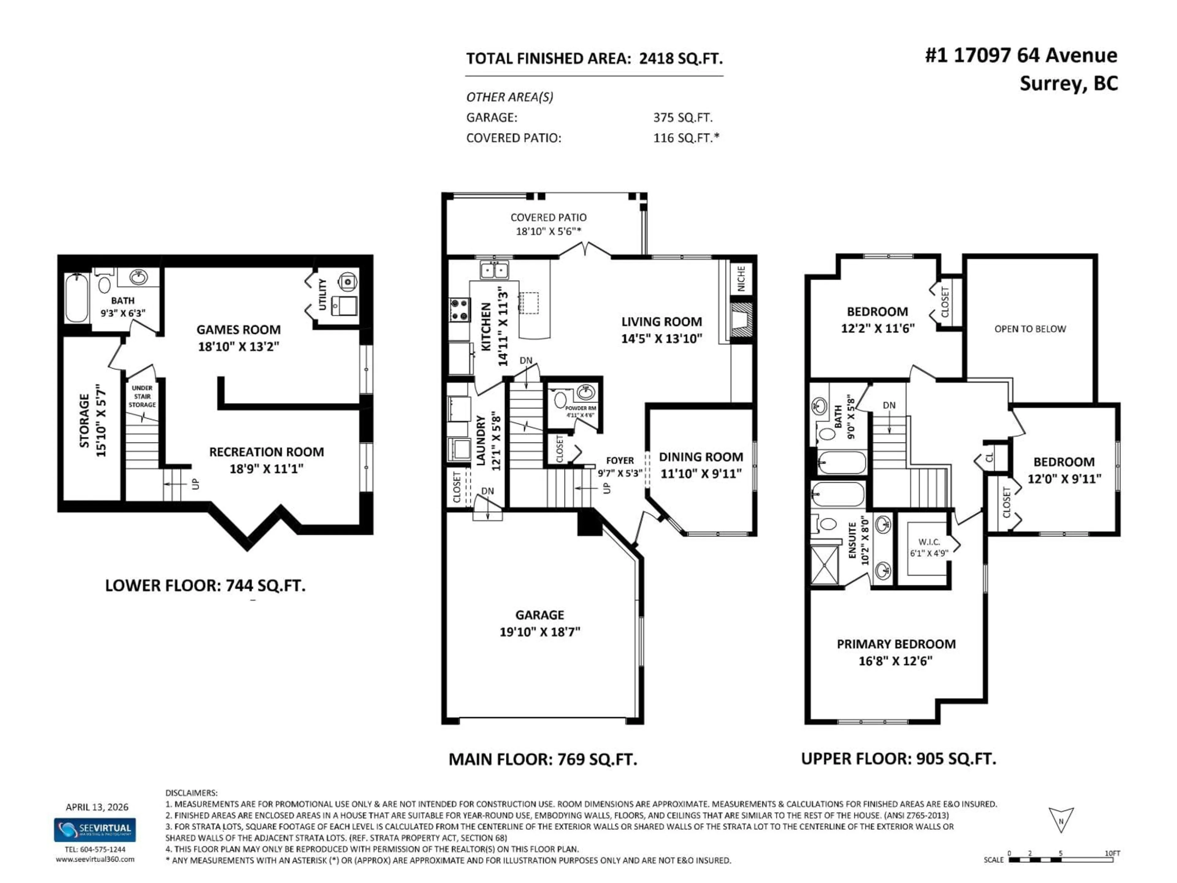 Floor plan for 1 - 17097 64 AVENUE, Surrey British Columbia V3S1Y5