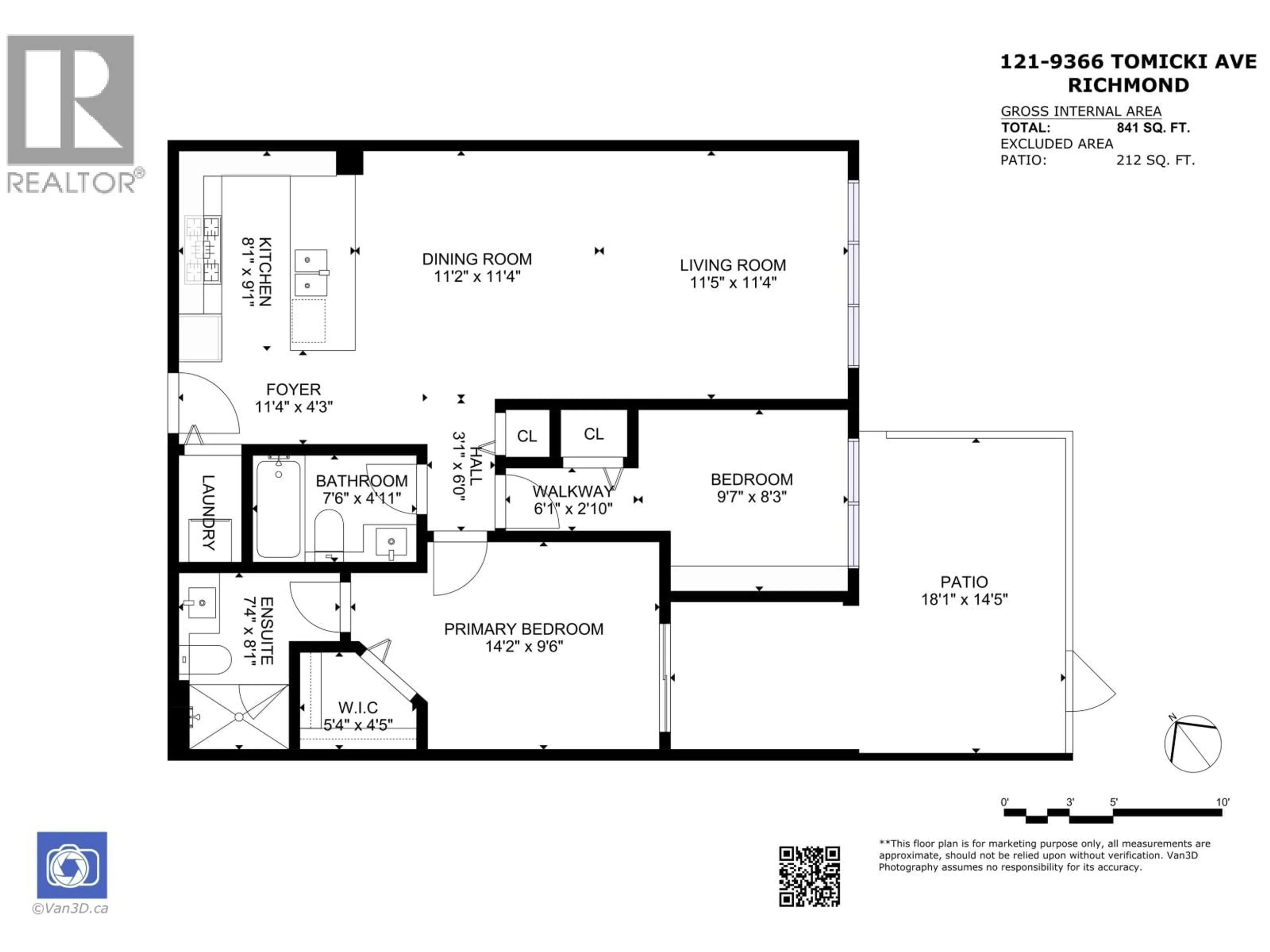 Floor plan for 121 - 9366 TOMICKI AVENUE, Richmond British Columbia V6X0N9