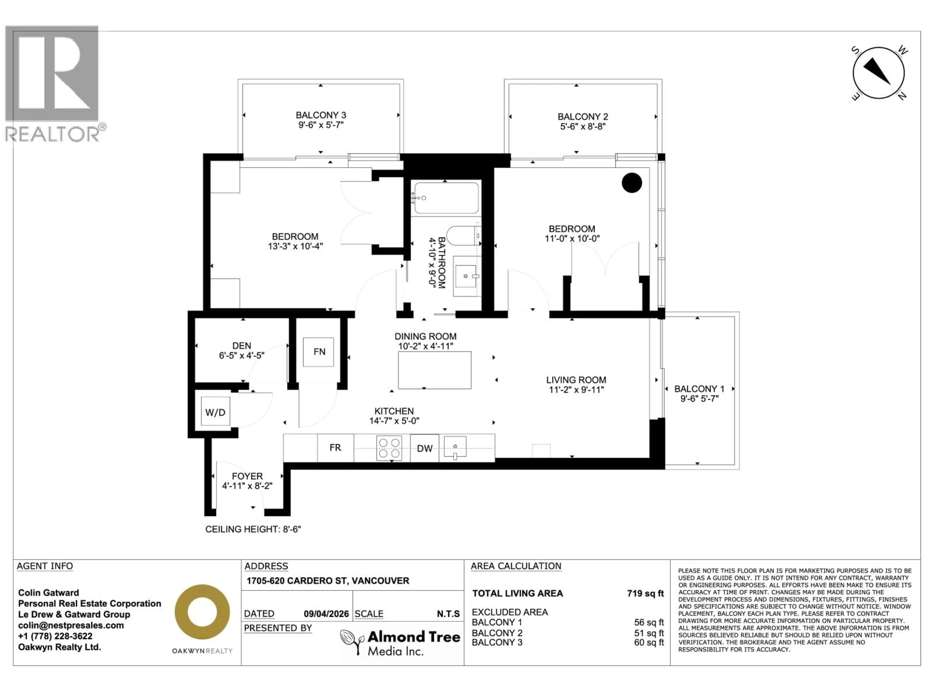 Floor plan for 1705 - 620 CARDERO STREET, Vancouver British Columbia V6G0C7