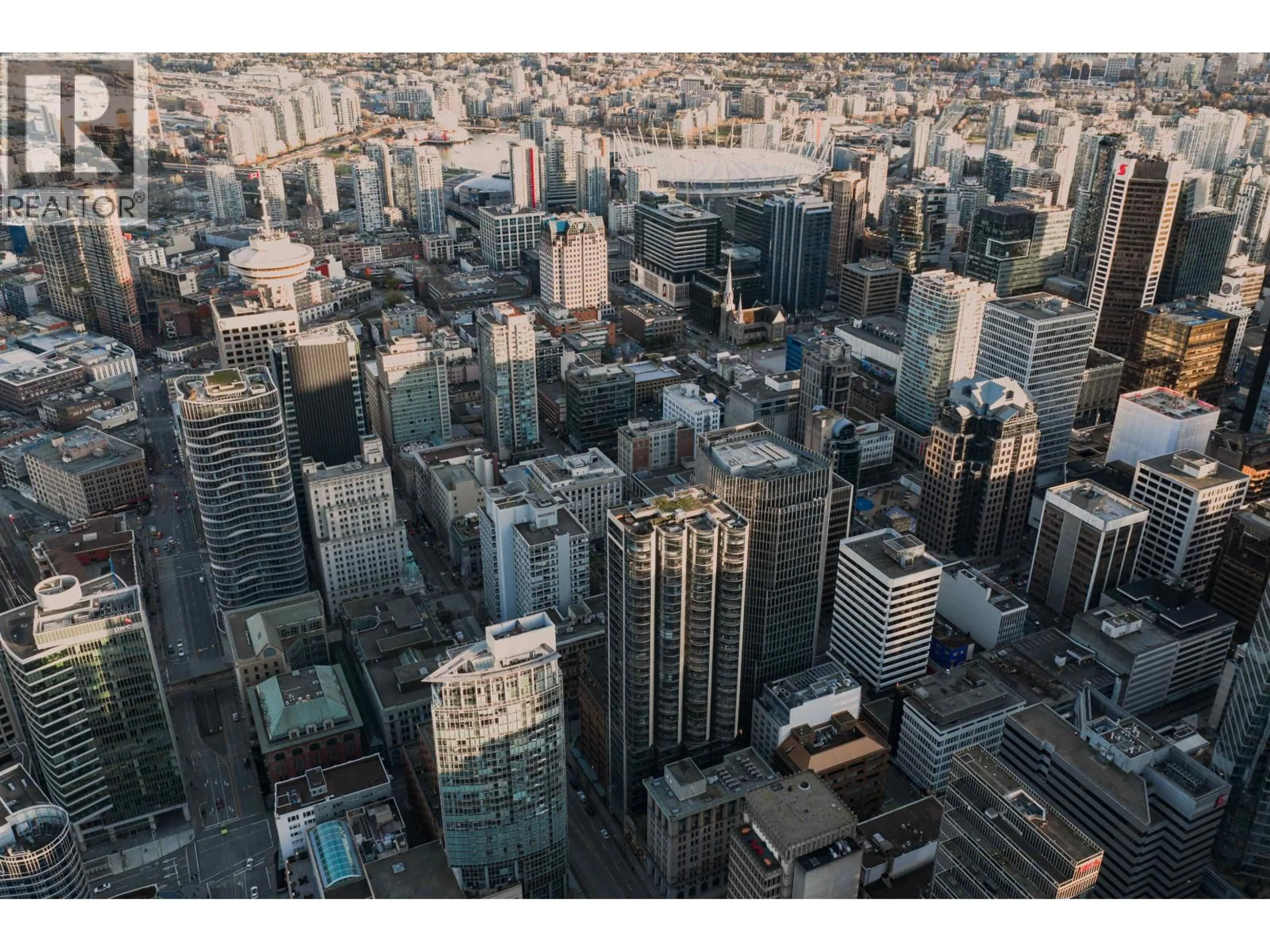 A pic from outside/outdoor area/front of a property/back of a property/a pic from drone, city buildings view from balcony for 3502 - 838 HASTINGS STREET, Vancouver British Columbia V6C0A9