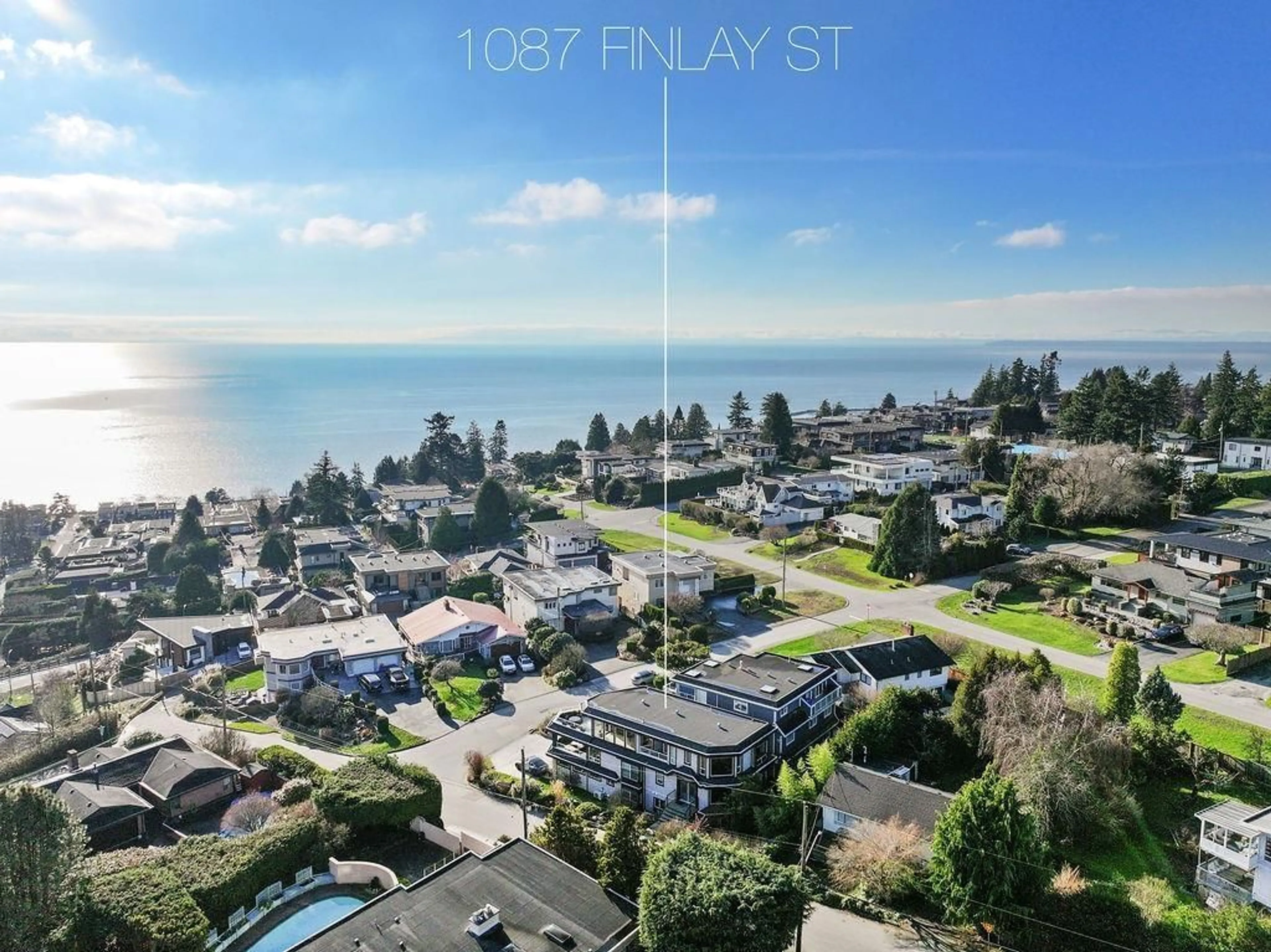A pic from outside/outdoor area/front of a property/back of a property/a pic from drone, water/lake/river/ocean view for 1087 FINLAY STREET, White Rock British Columbia V4B4K7