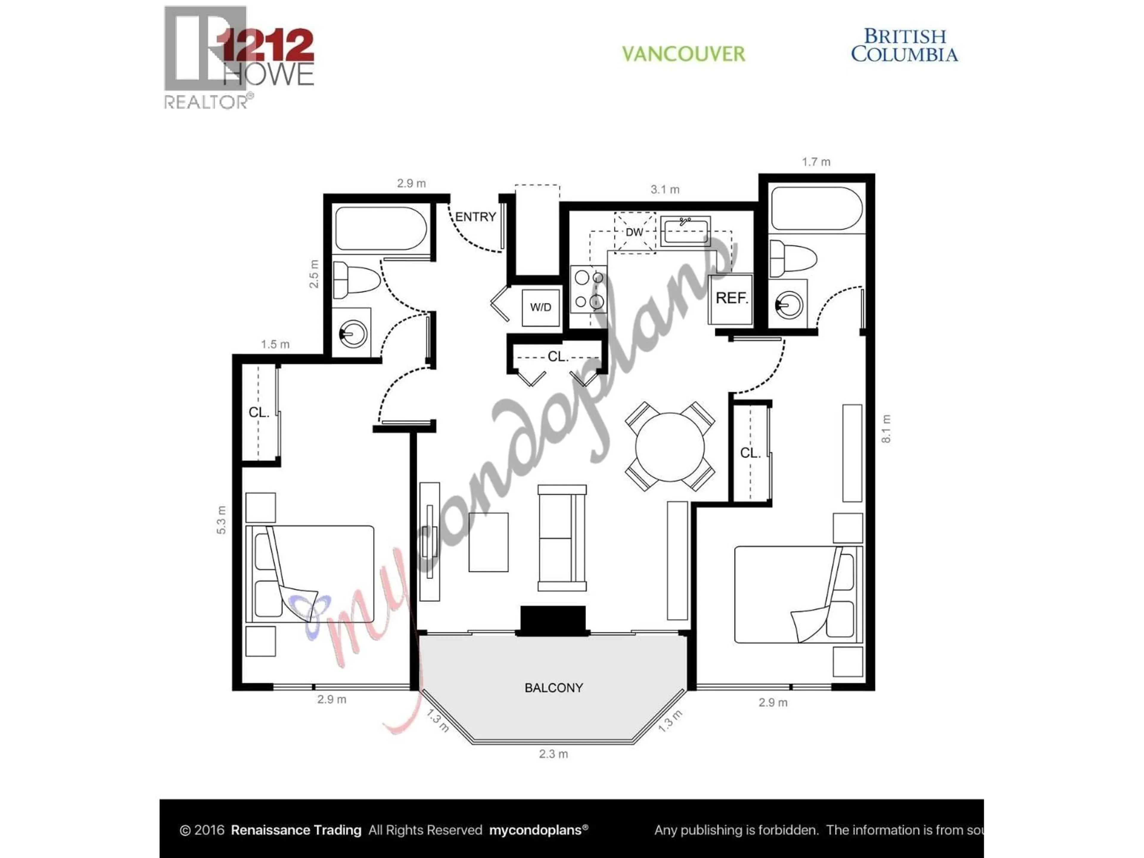 Floor plan for 809 - 1212 HOWE STREET, Vancouver British Columbia V6Z2M9