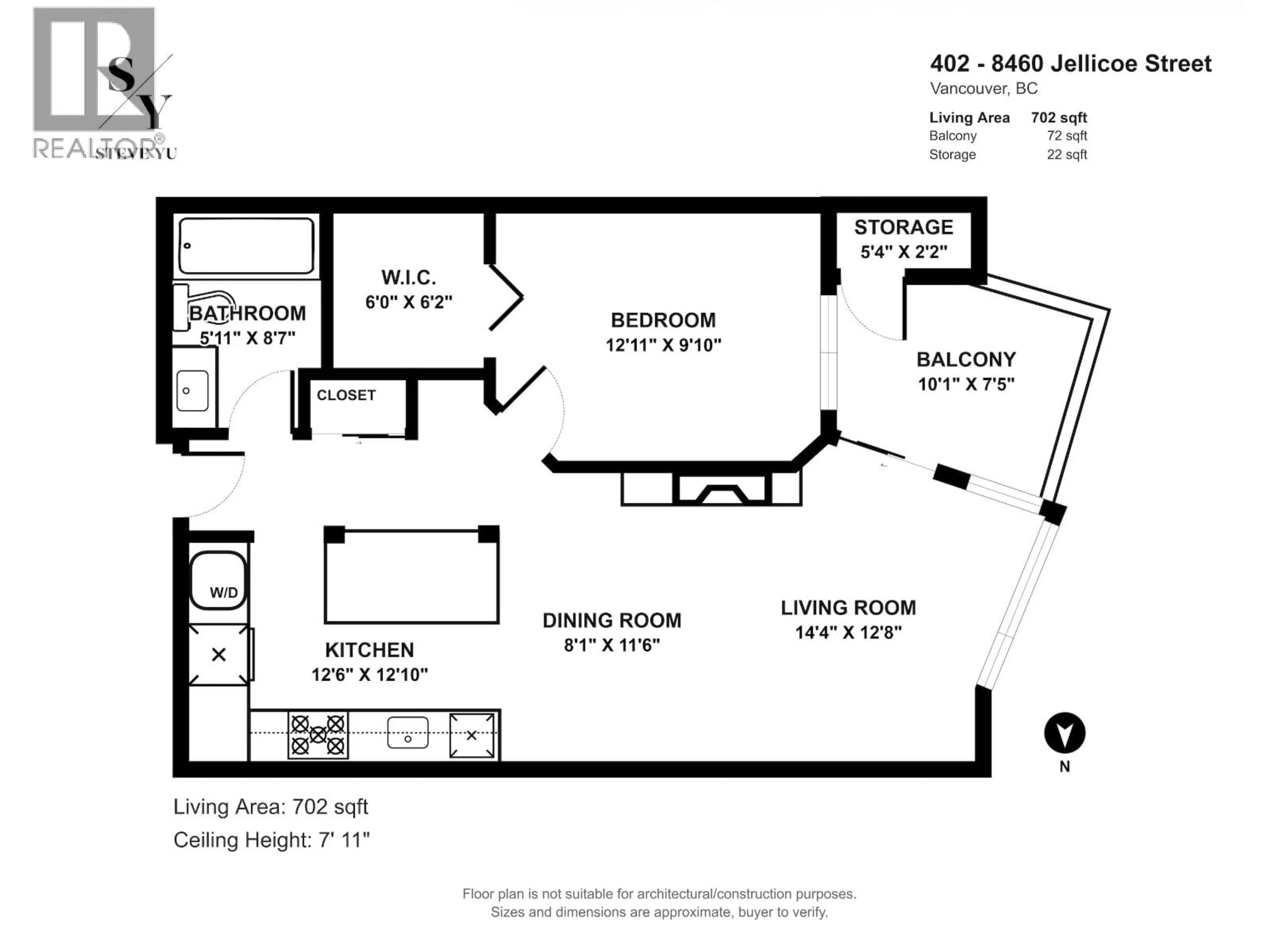 Floor plan for 402 - 8460 JELLICOE STREET, Vancouver British Columbia V5S4S8
