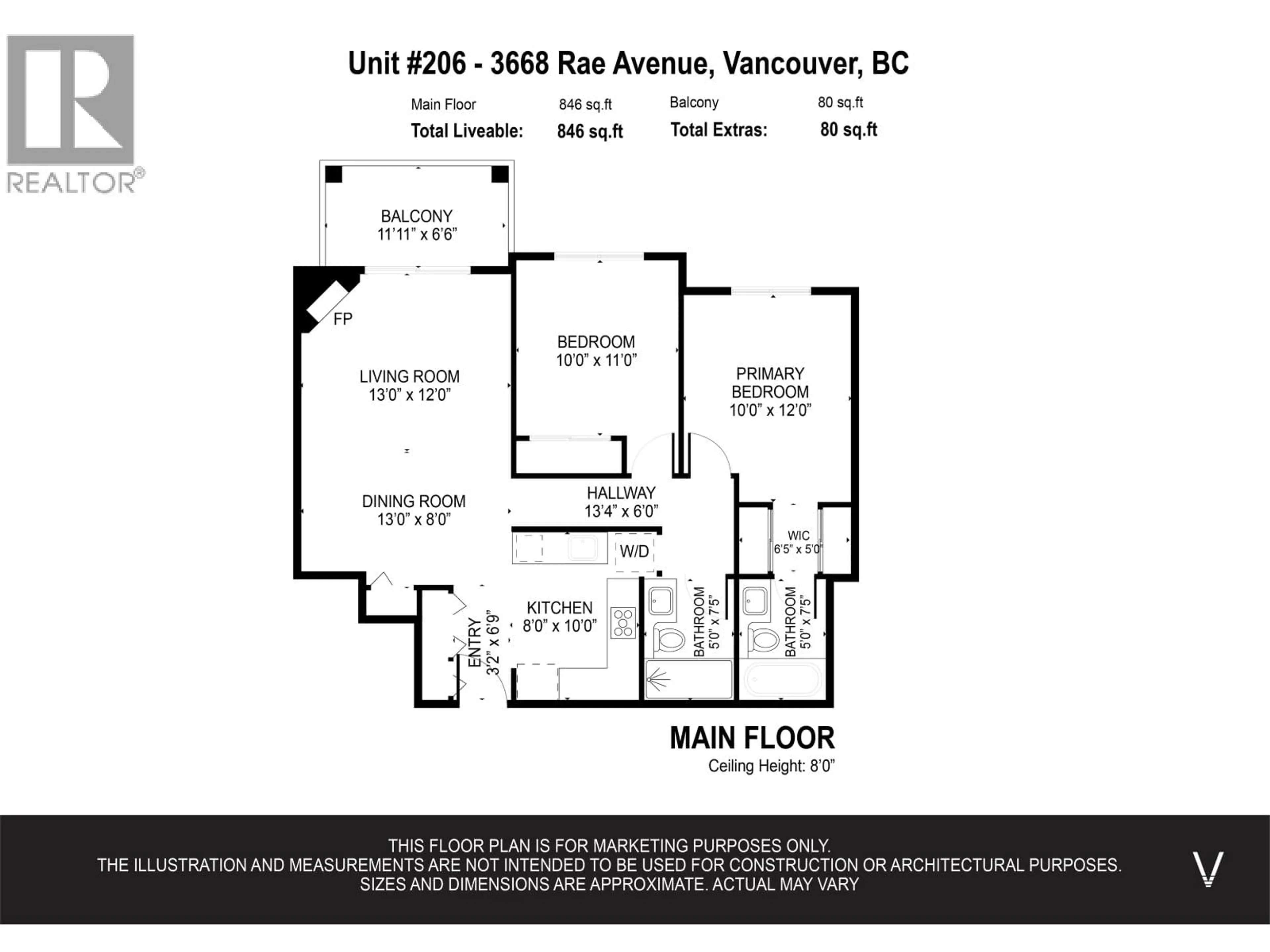 Floor plan for 206 - 3668 RAE AVENUE, Vancouver British Columbia V5R6A7