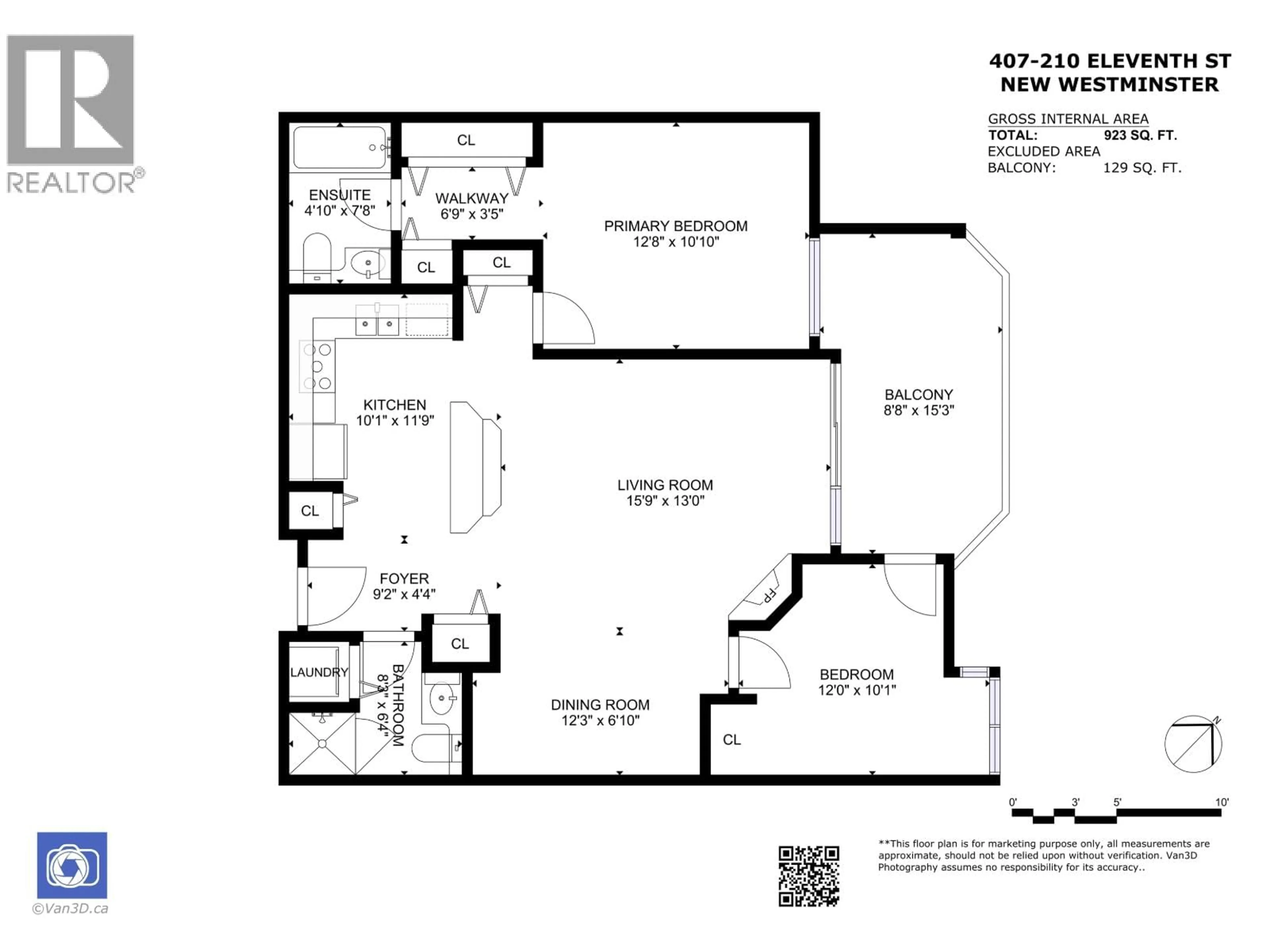 Floor plan for 407 - 210 ELEVENTH STREET, New Westminster British Columbia V3M4C9