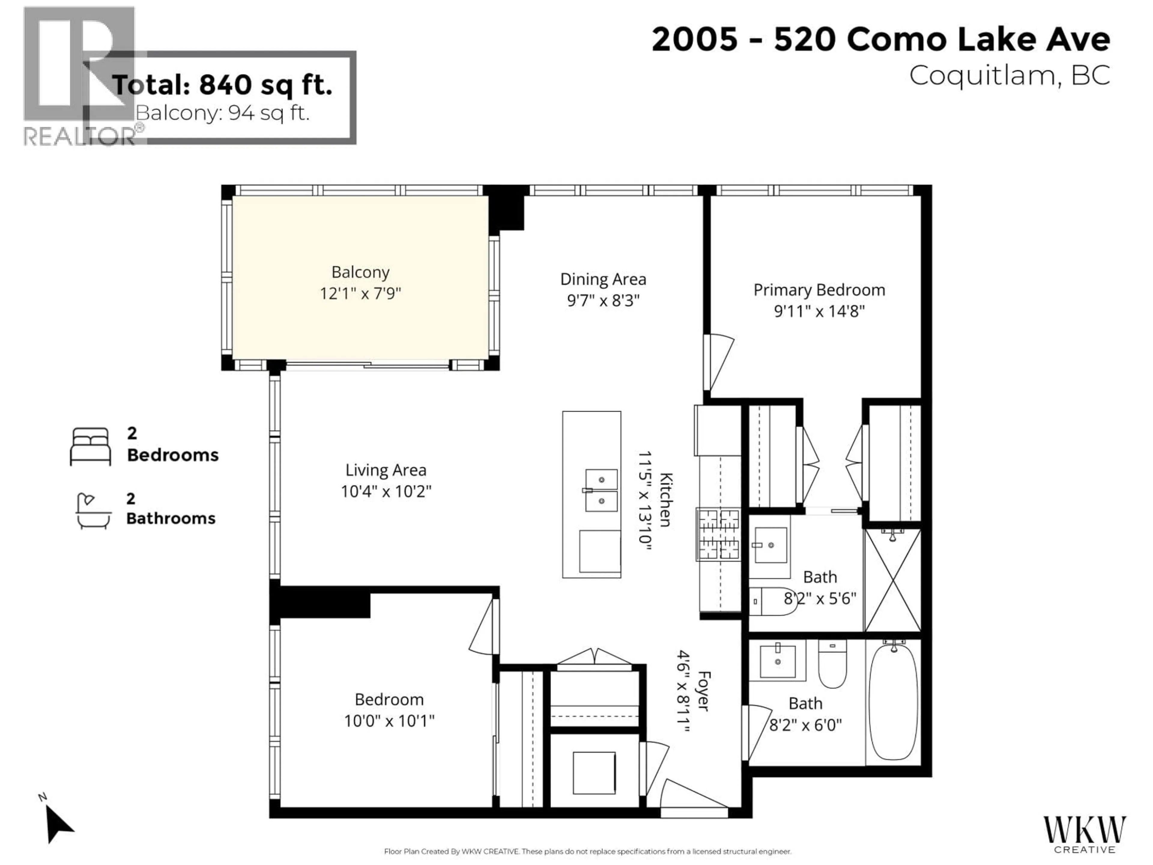 Floor plan for 2005 - 520 COMO LAKE AVENUE, Coquitlam British Columbia V3J0E8