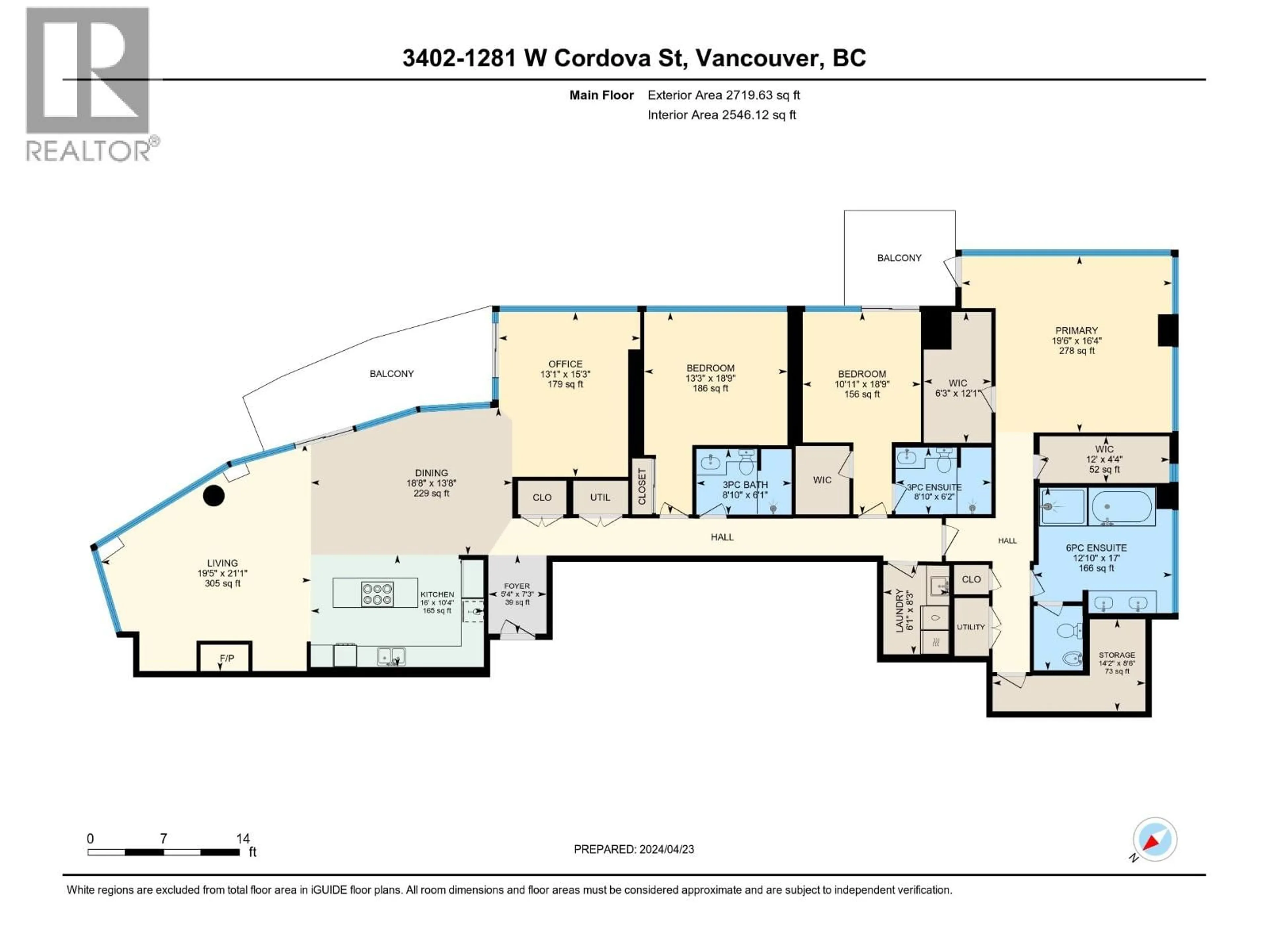 Floor plan for 3402 - 1281 CORDOVA STREET, Vancouver British Columbia V6C3R5