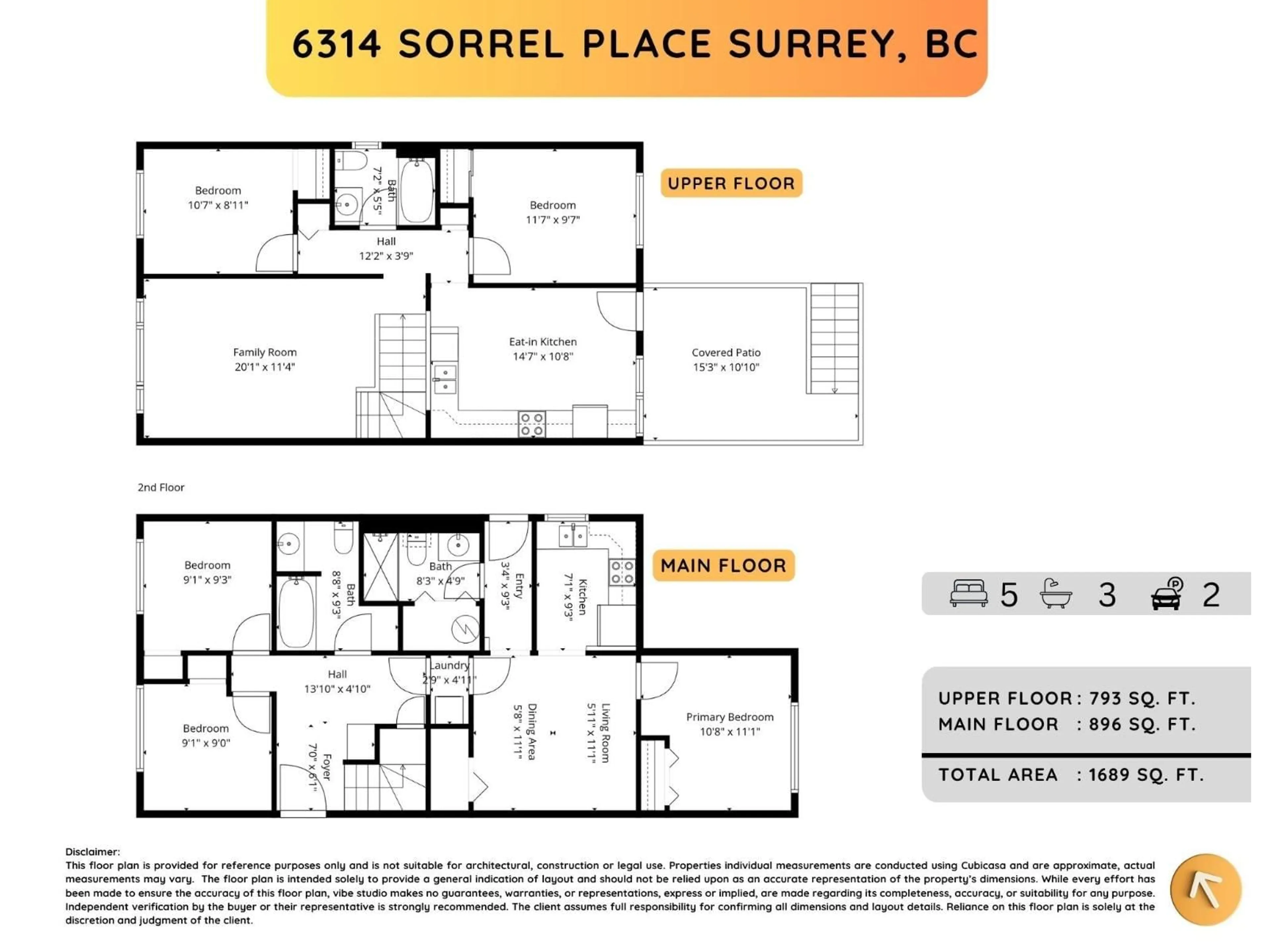 Floor plan for 6314 SORREL PLACE, Surrey British Columbia V3S5H7