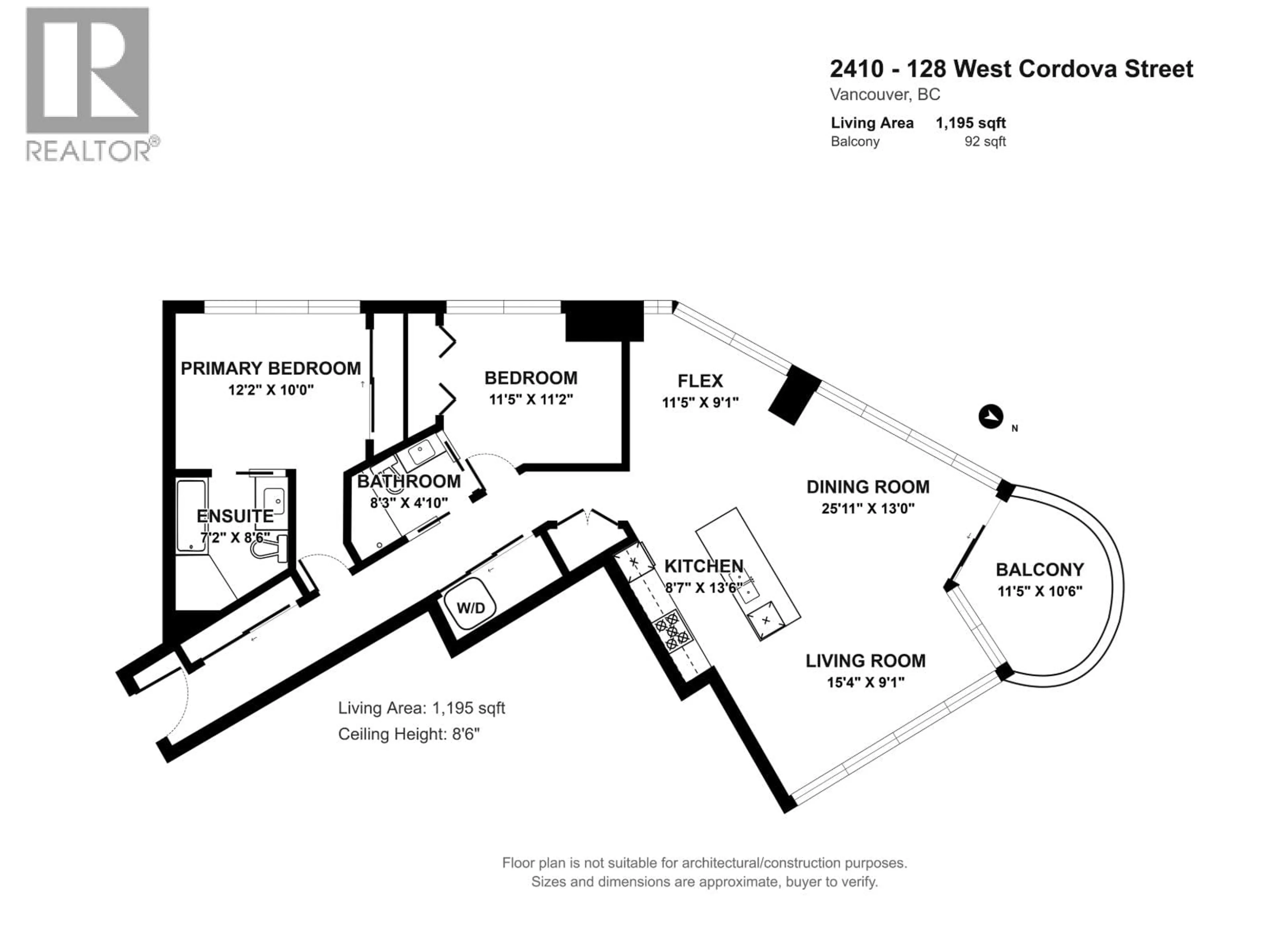 Floor plan for 2410 - 128 CORDOVA STREET, Vancouver British Columbia V6B0E6