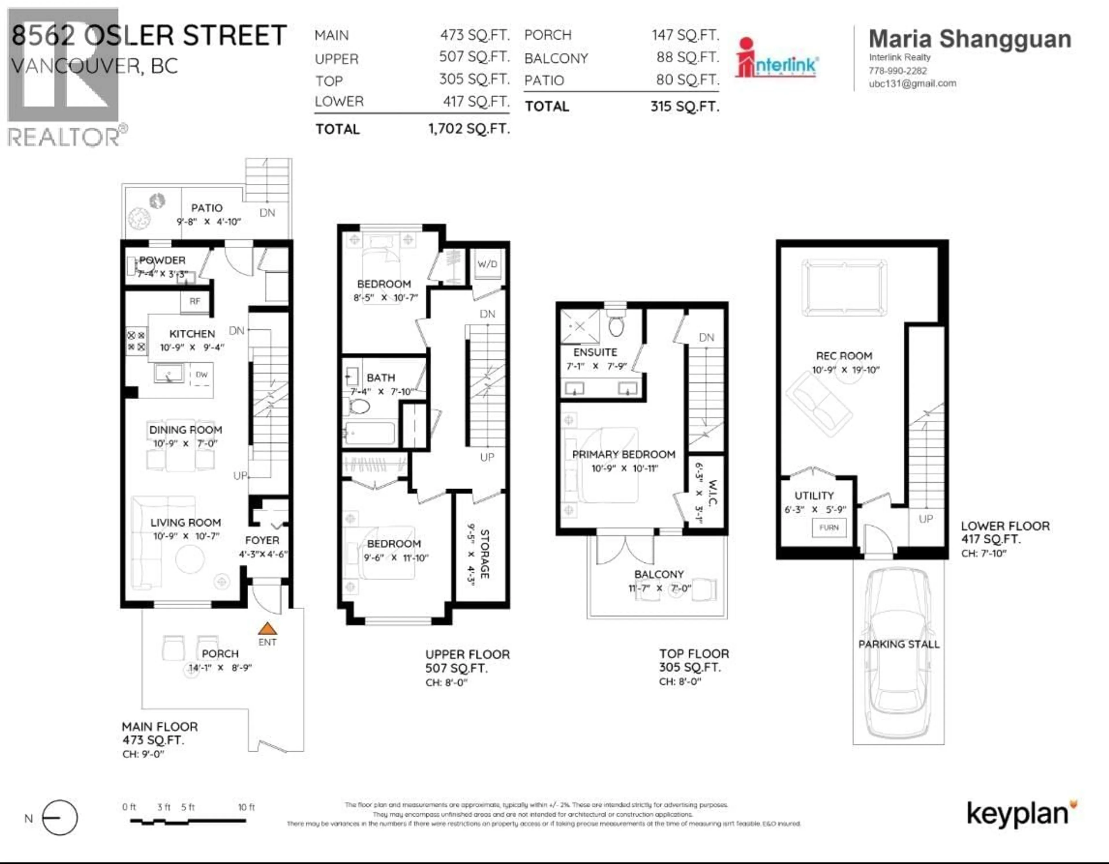 Floor plan for 8562 OSLER STREET, Vancouver British Columbia V6P4E4
