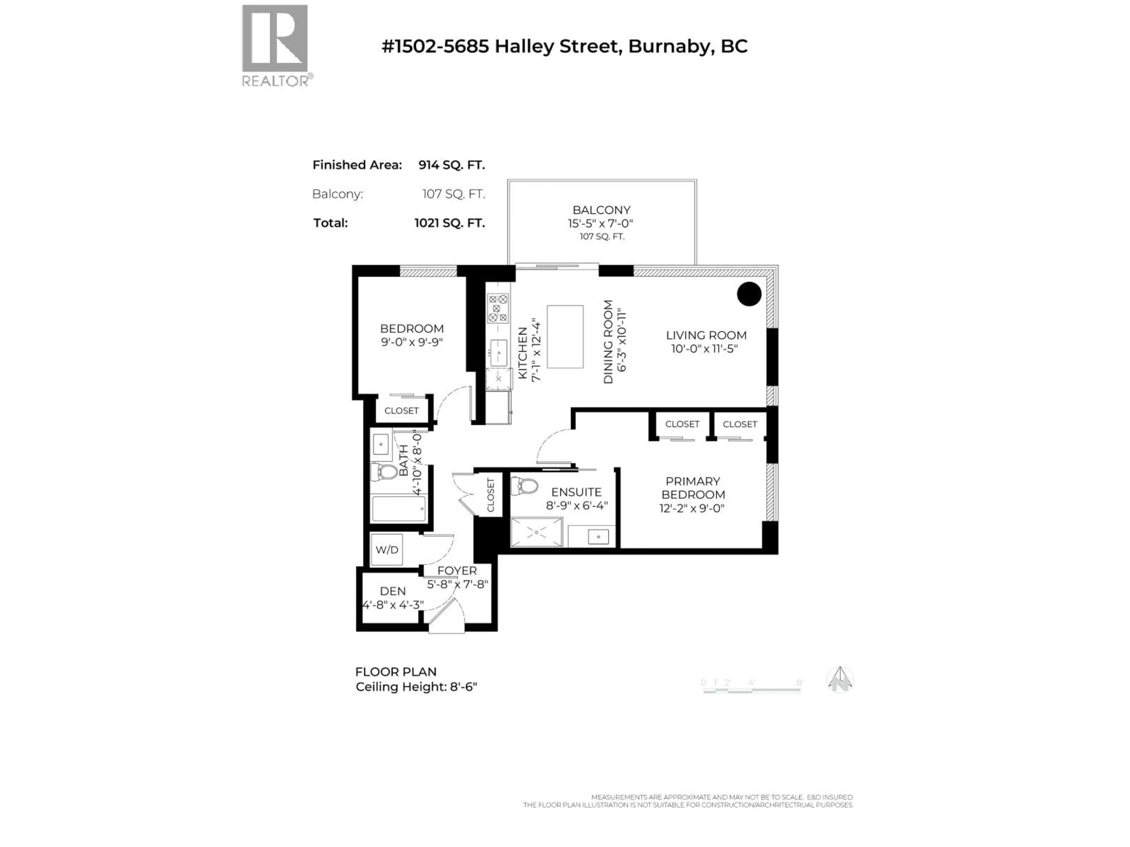 Floor plan for 1502 - 5685 HALLEY AVENUE, Burnaby British Columbia V5H2P8