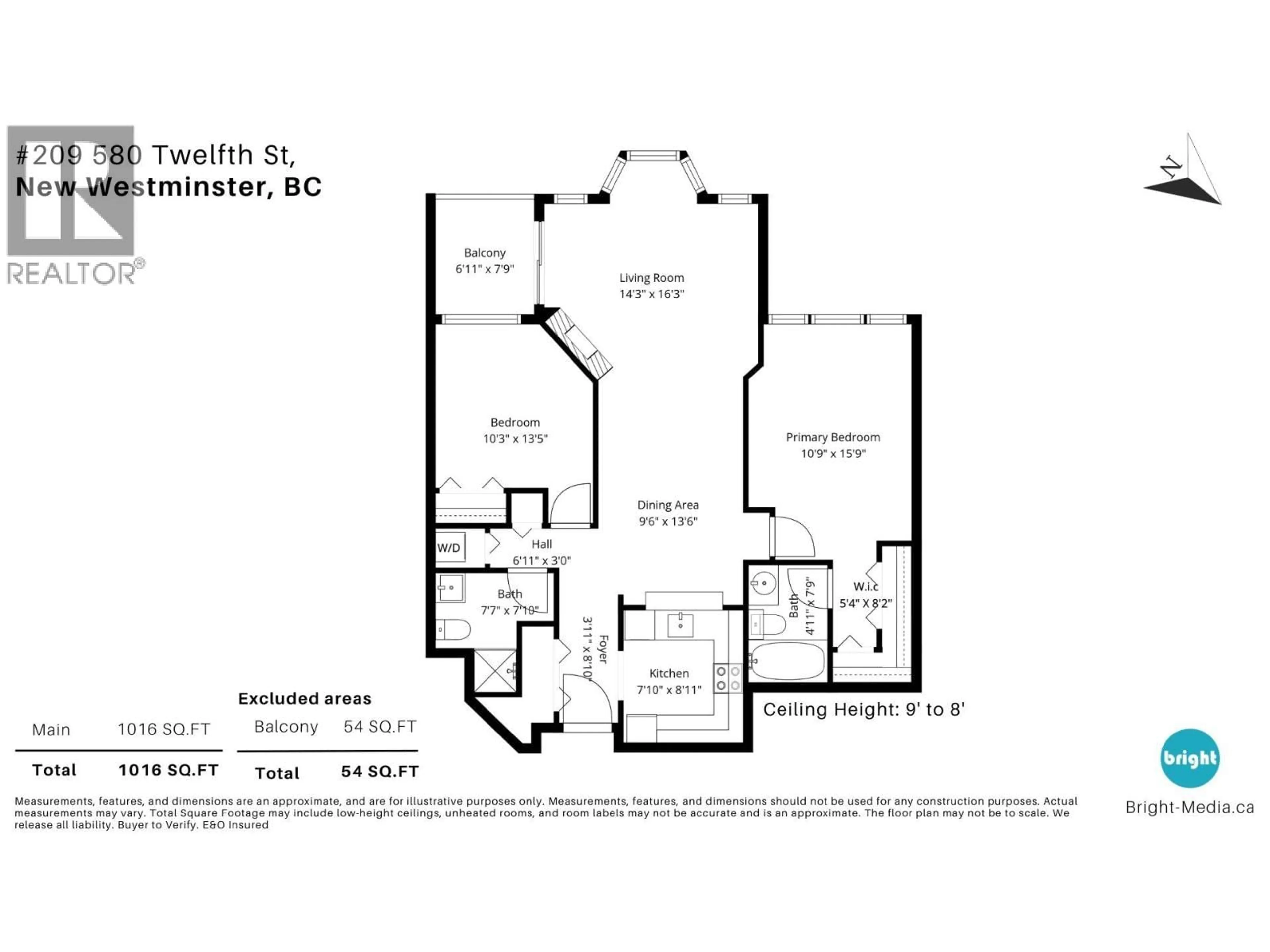Floor plan for 209 - 580 TWELFTH STREET, New Westminster British Columbia V3M4H9