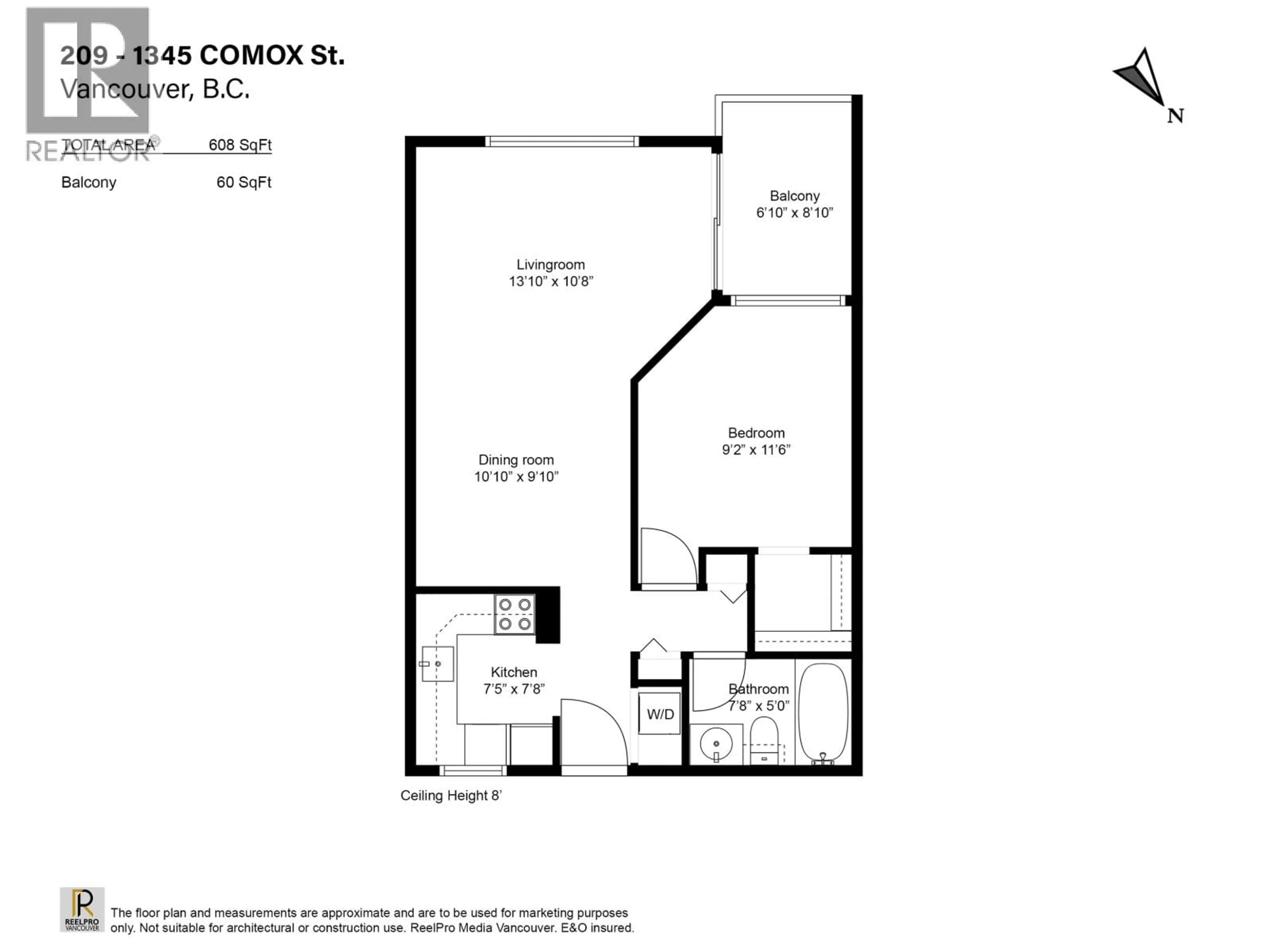 Floor plan for 209 - 1345 COMOX STREET, Vancouver British Columbia V6E4E4