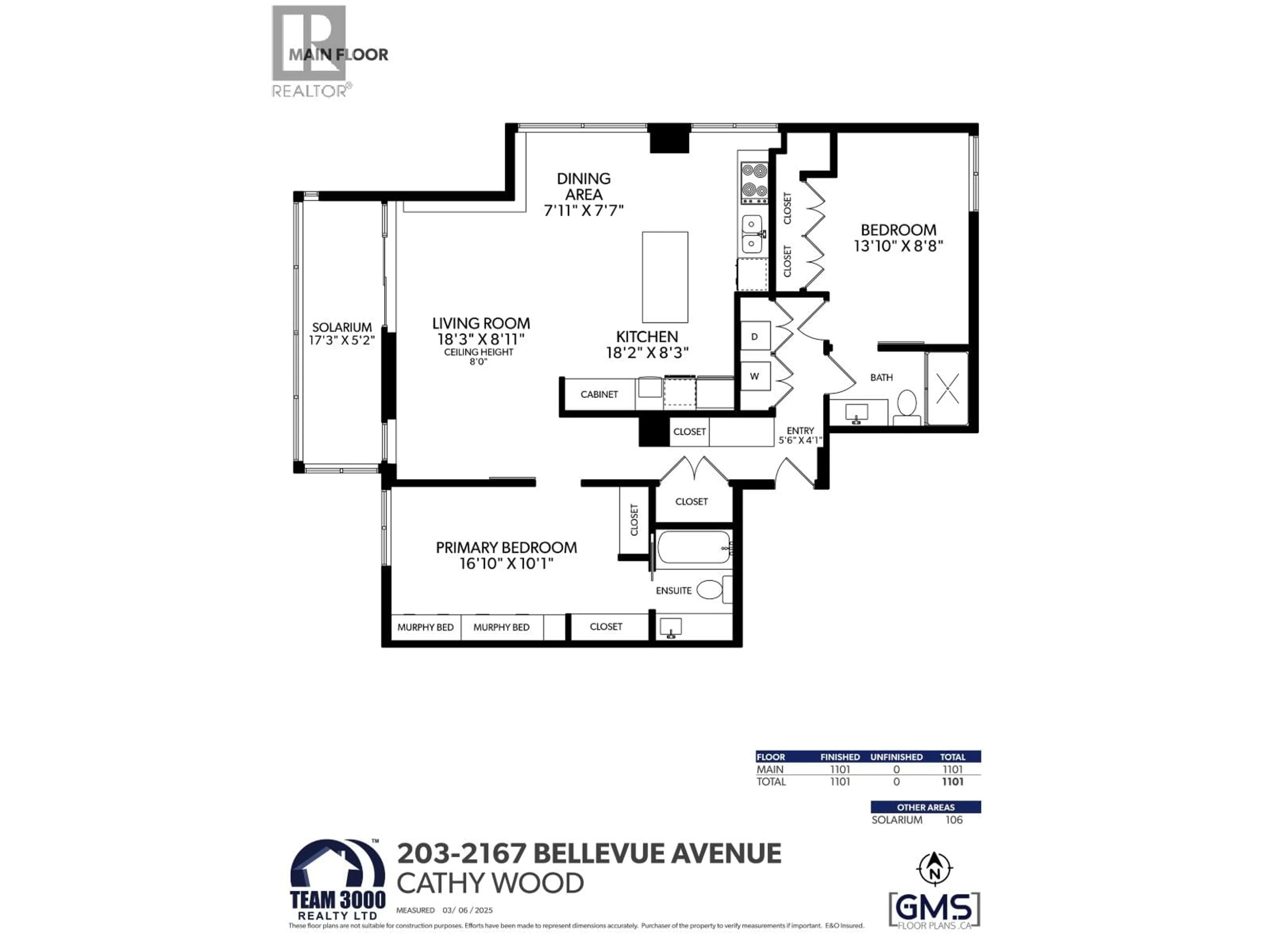 Floor plan for 203 - 2167 BELLEVUE AVENUE, West Vancouver British Columbia V7V1C2