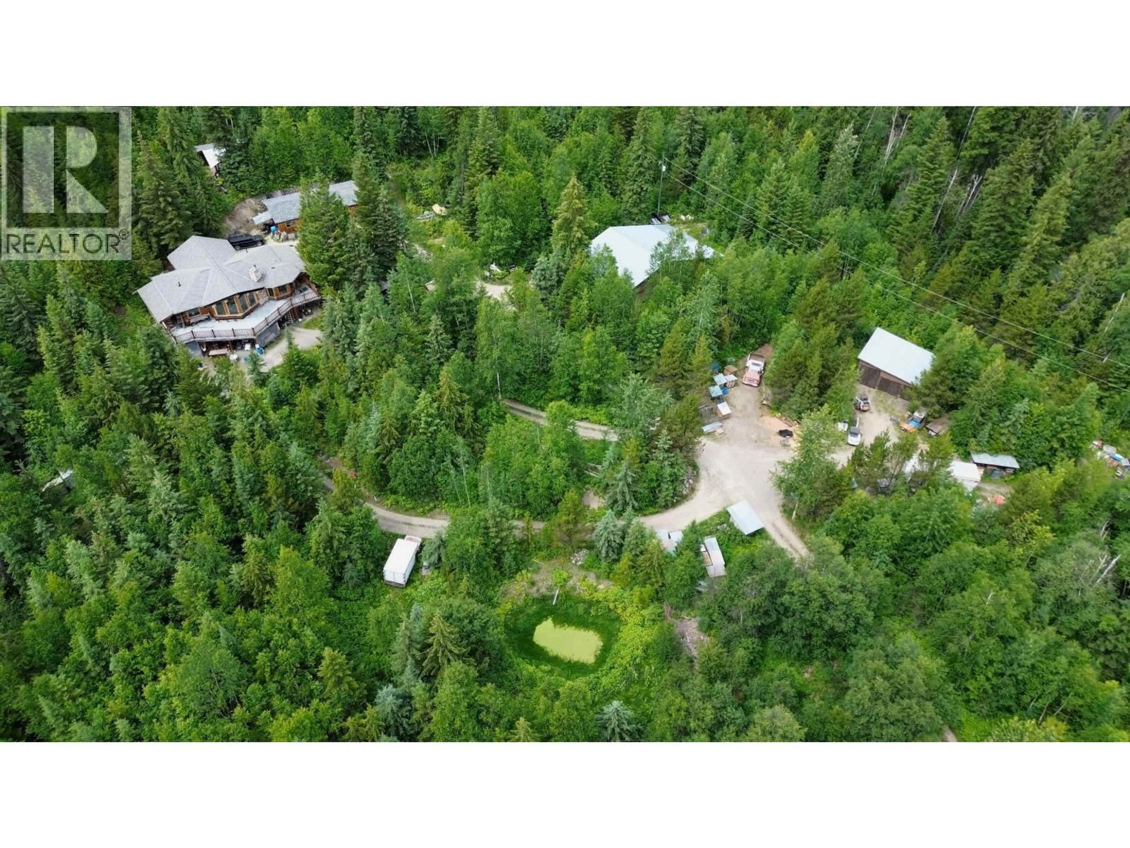 A pic from outside/outdoor area/front of a property/back of a property/a pic from drone, forest/trees view for 3561 CANIM-HENDRIX LAKE ROAD, Canim Lake British Columbia V0K1L0