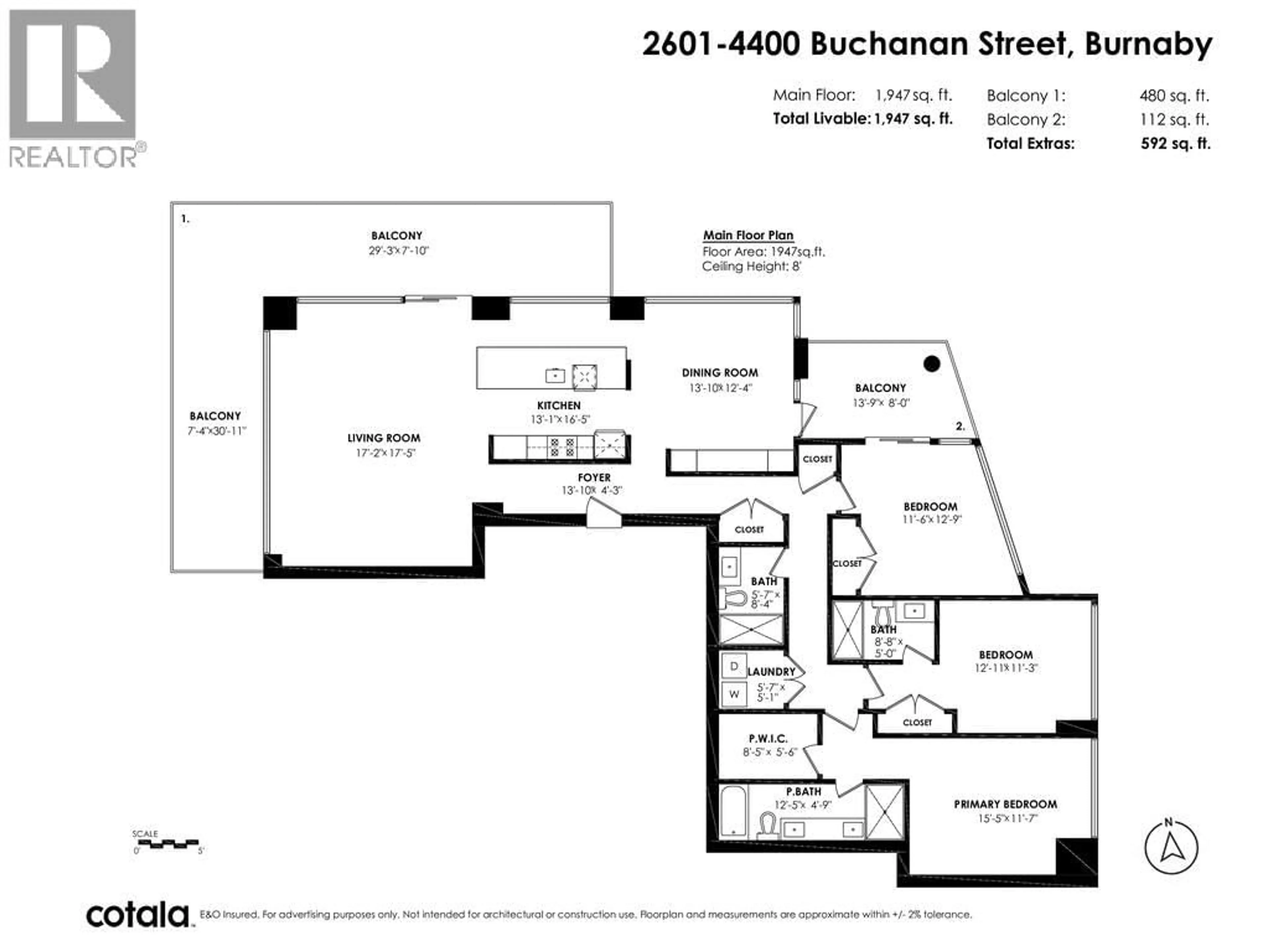 Floor plan for 2601 - 4400 BUCHANAN STREET, Burnaby British Columbia V5C0E3