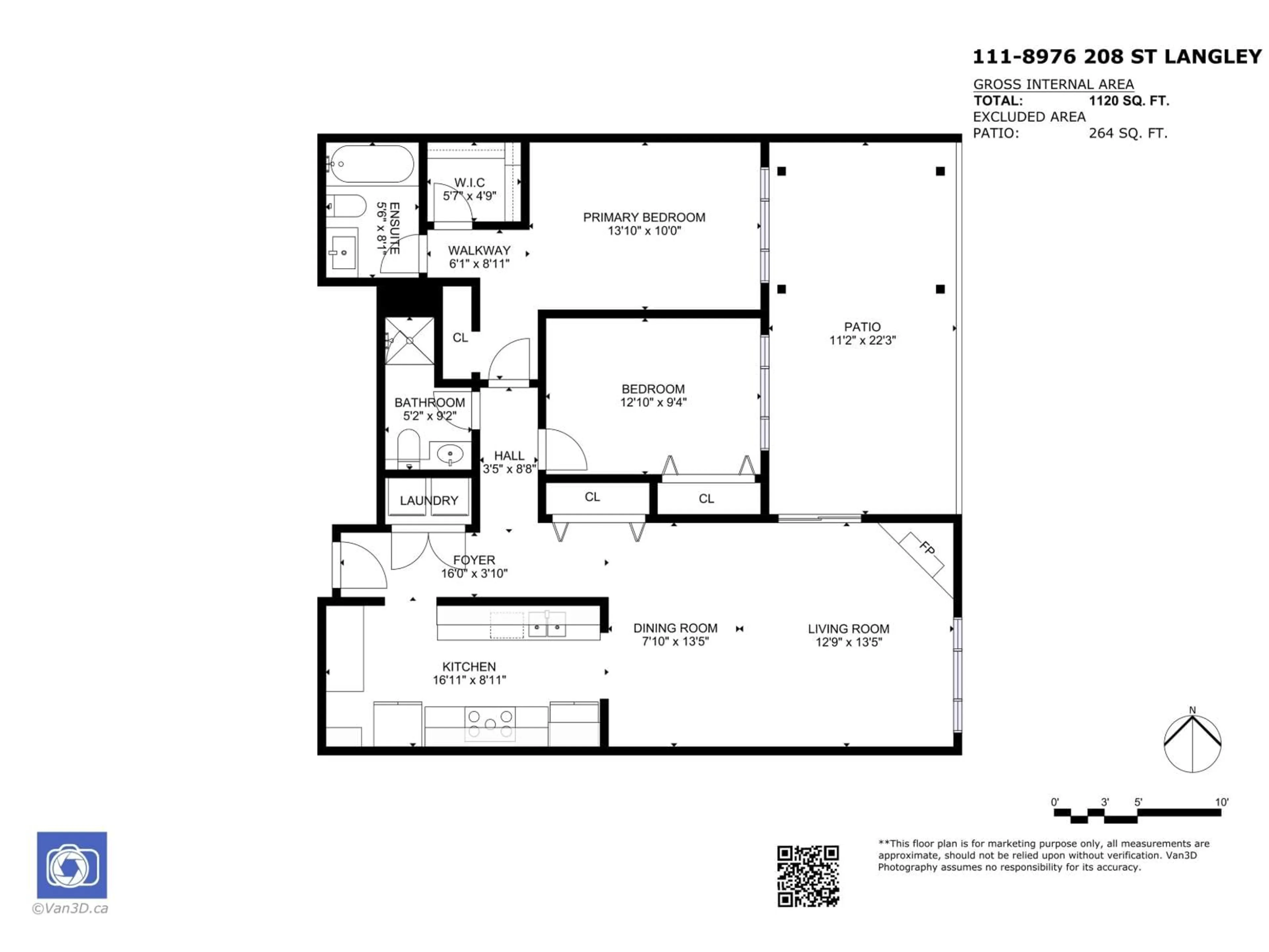 Floor plan for 111 - 8976 208 STREET, Langley British Columbia V1M2Y8