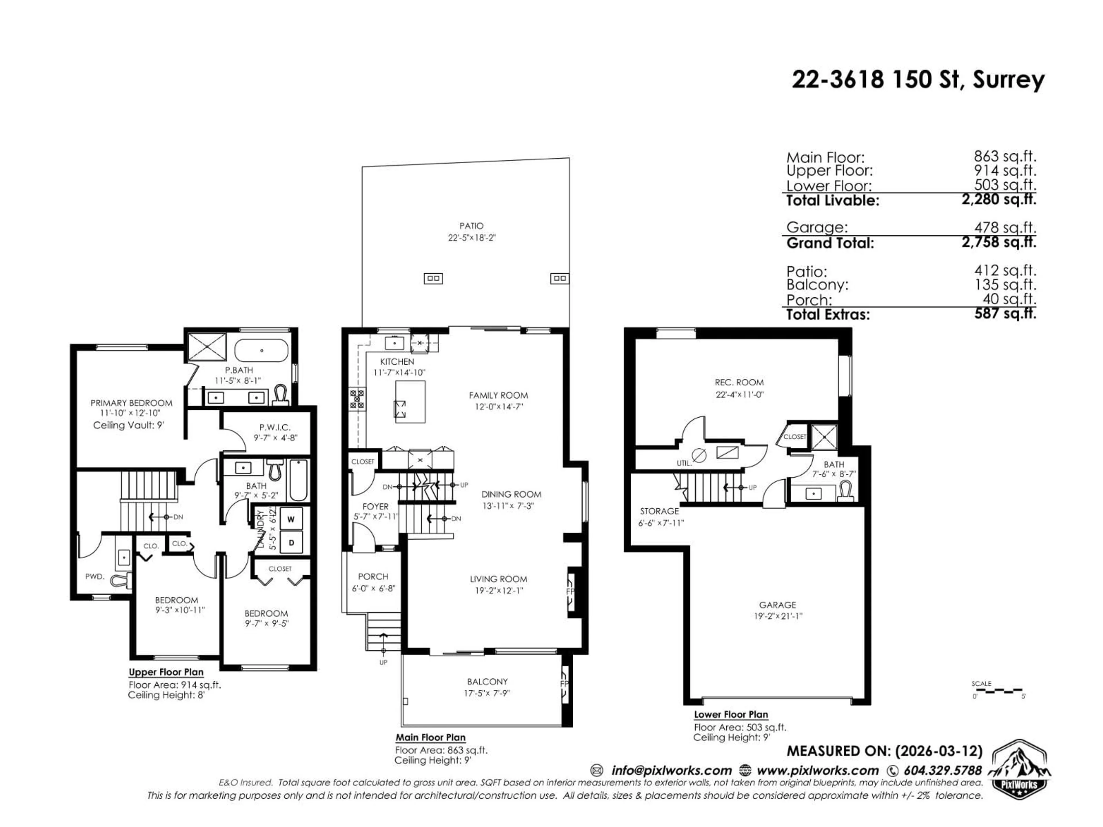 Floor plan for 22 - 3618 150 STREET, Surrey British Columbia V3Z0W3