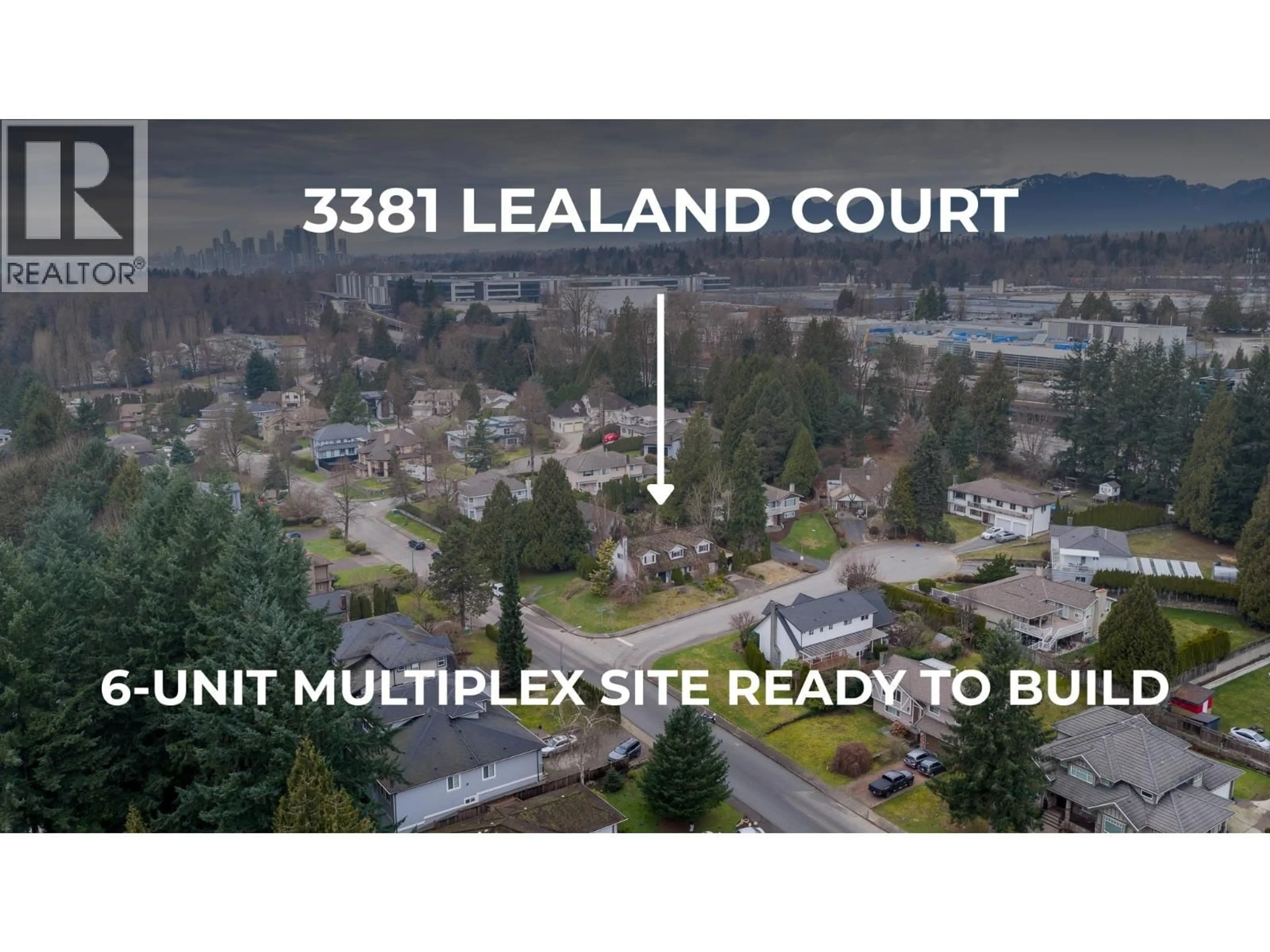 A pic from outside/outdoor area/front of a property/back of a property/a pic from drone, building for 3381 LEALAND COURT, Burnaby British Columbia V5A3B6