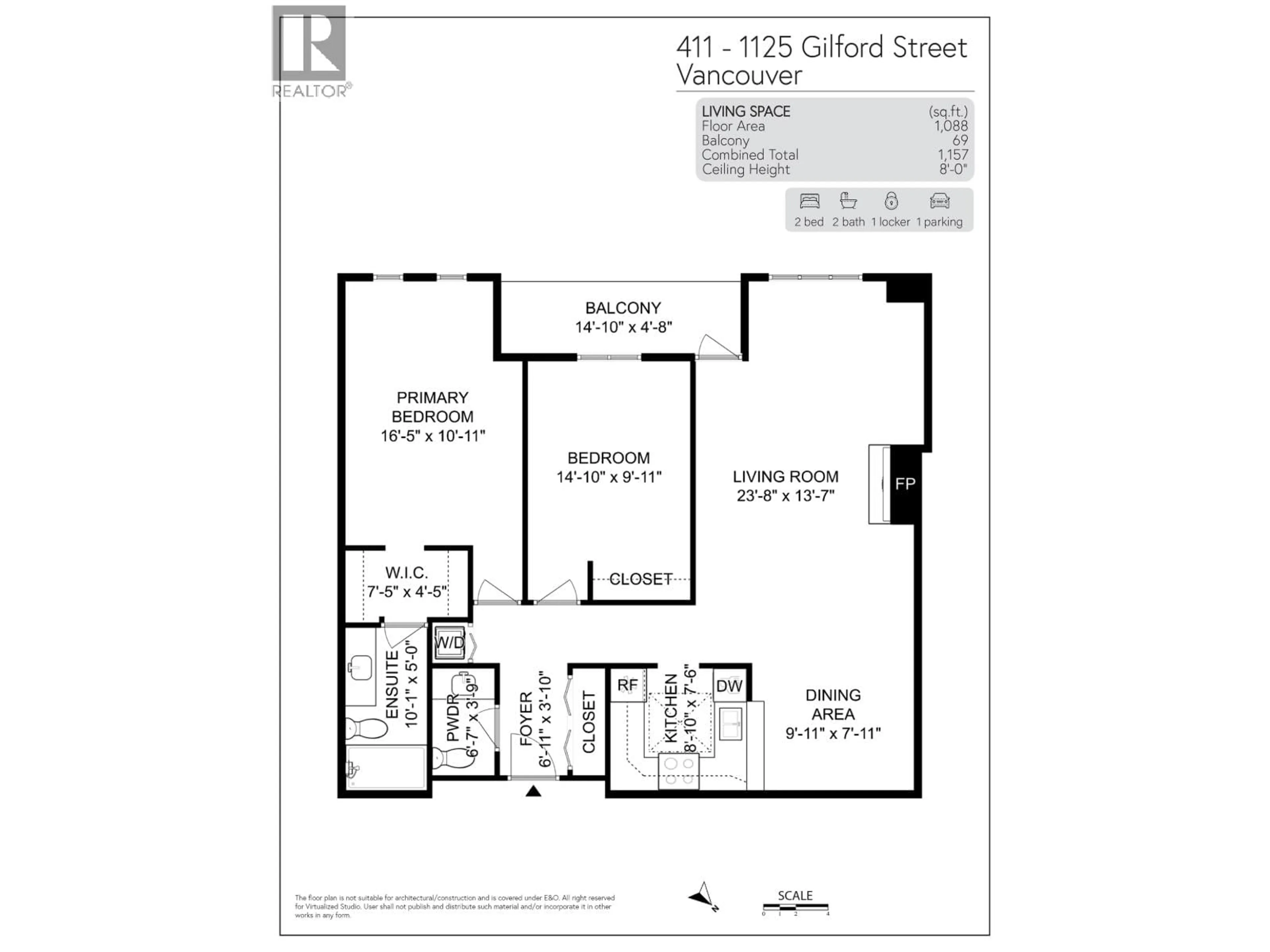 Floor plan for 411 - 1125 GILFORD STREET, Vancouver British Columbia V6G2P7