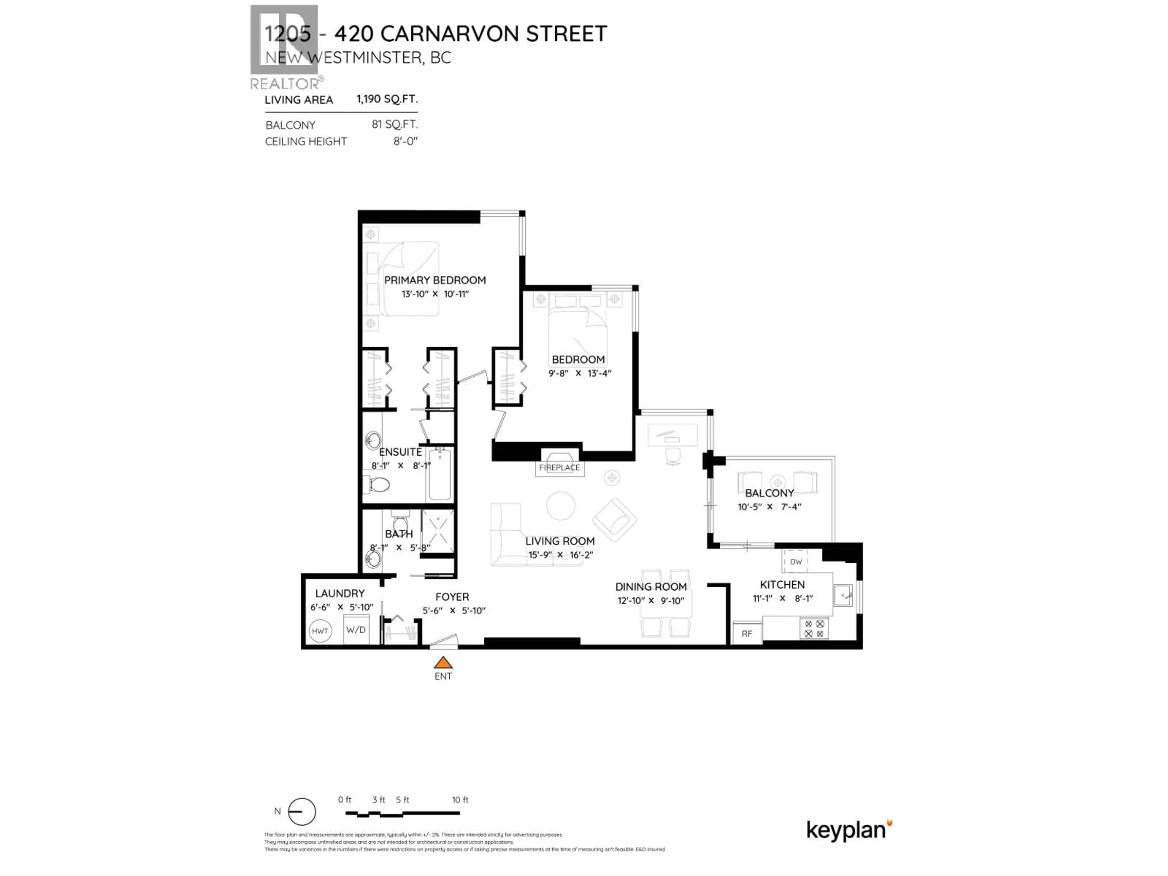 Floor plan for 1205 - 420 CARNARVON STREET, New Westminster British Columbia V3L5P1