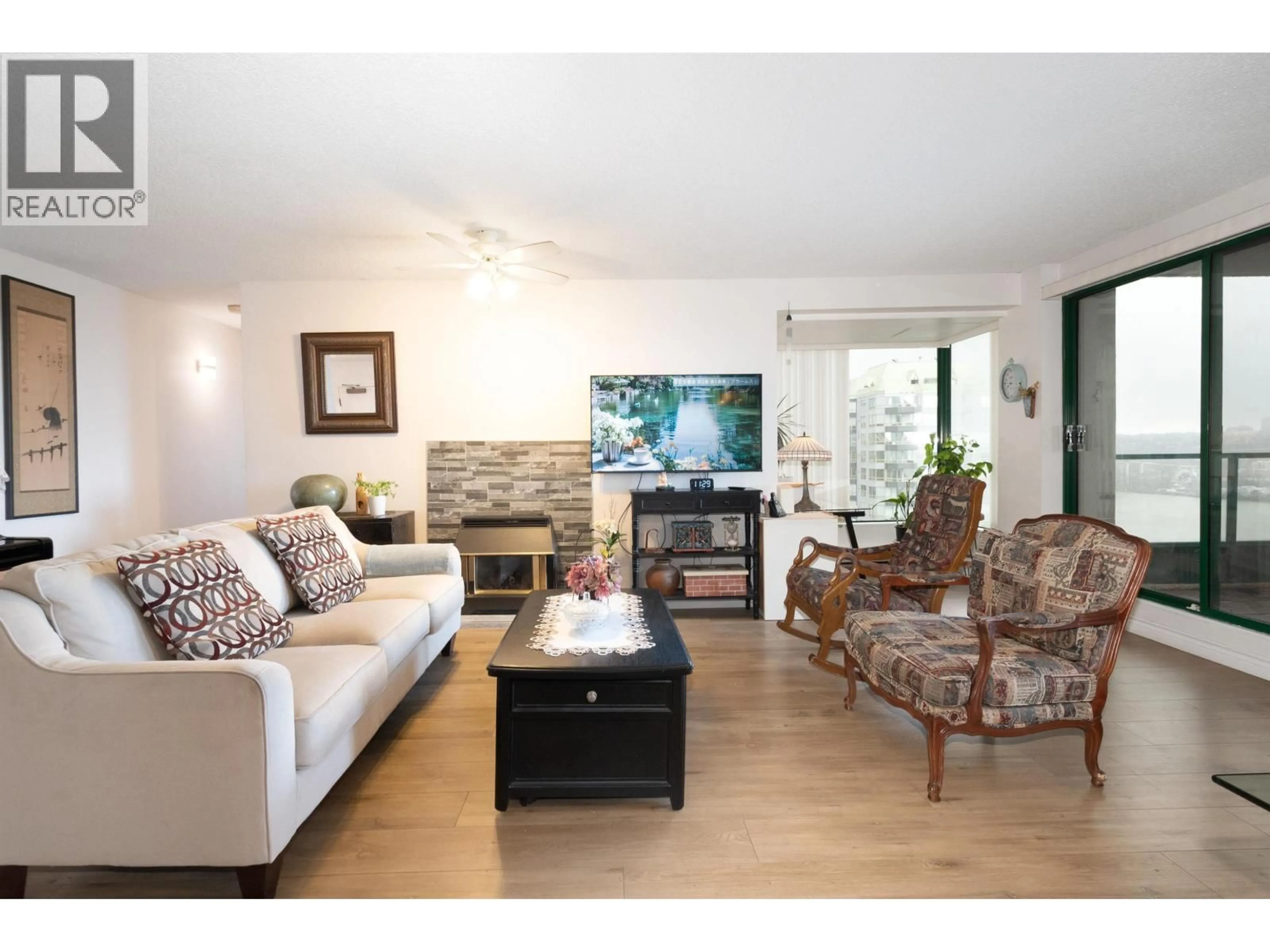 Living room with furniture, wood/laminate floor for 1205 - 420 CARNARVON STREET, New Westminster British Columbia V3L5P1