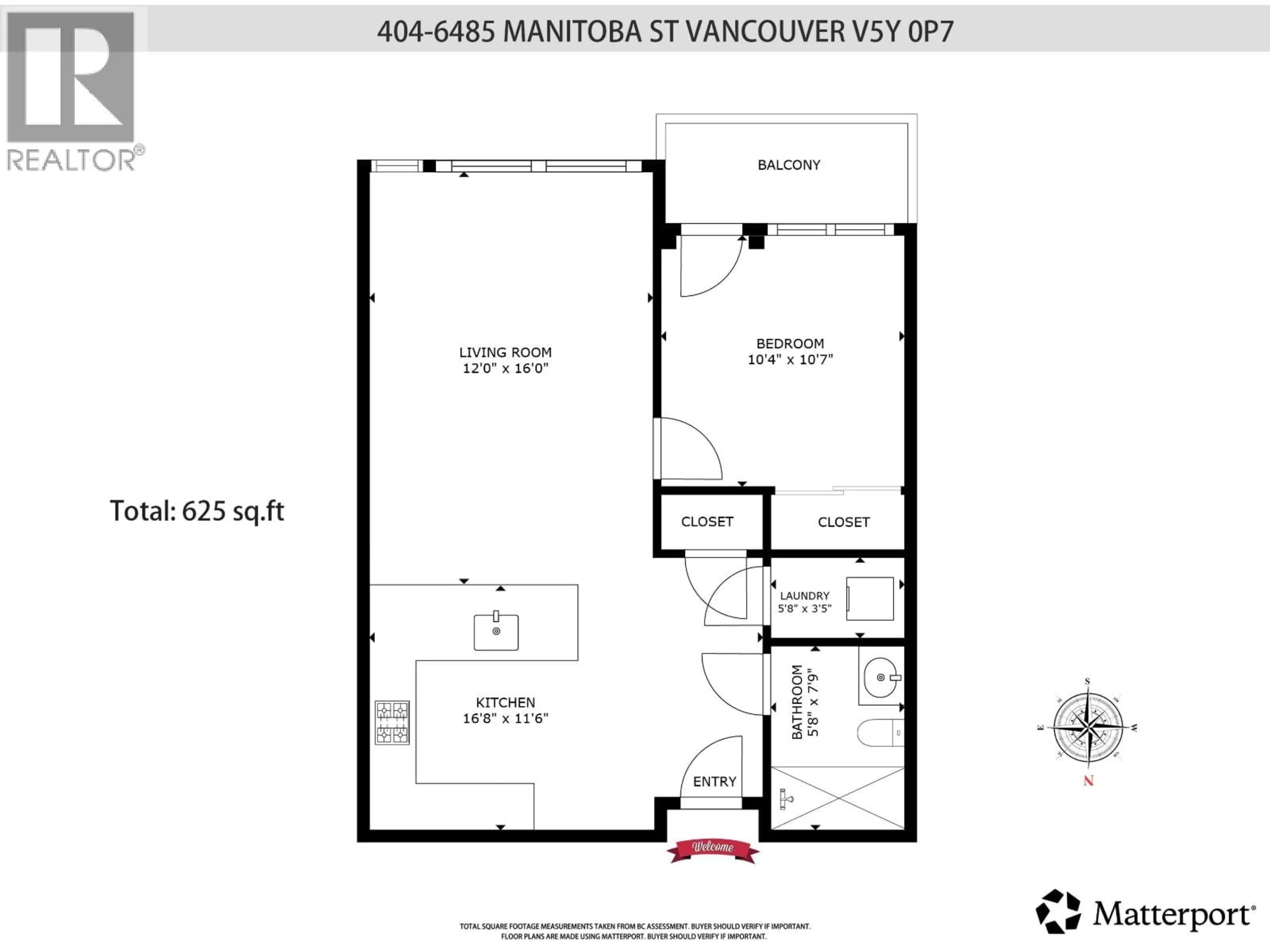 Floor plan for 404 - 6485 MANITOBA STREET, Vancouver British Columbia V5Y2Z7
