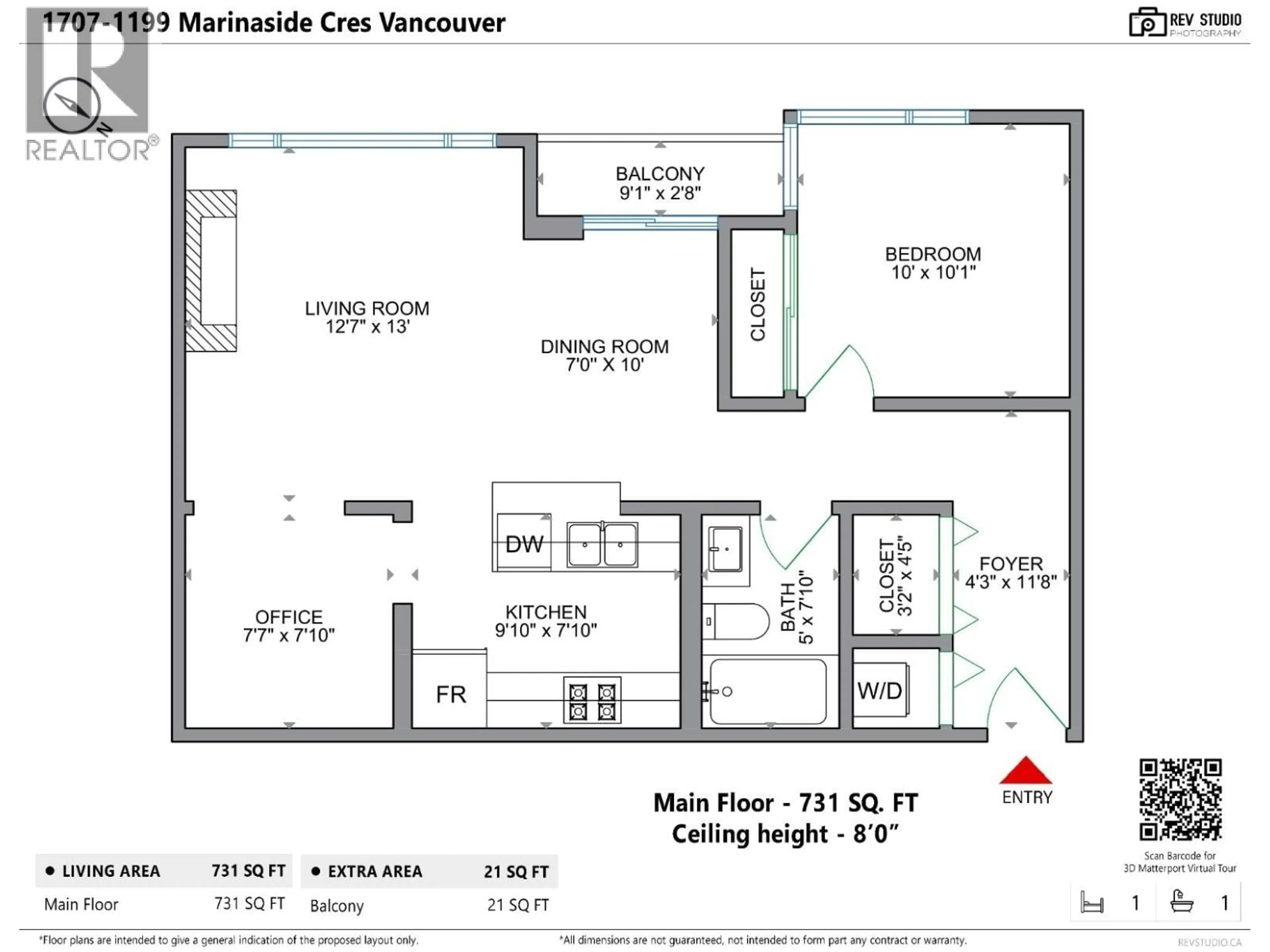Floor plan for 1707 - 1199 MARINASIDE CRESCENT, Vancouver British Columbia V6Z2Y2