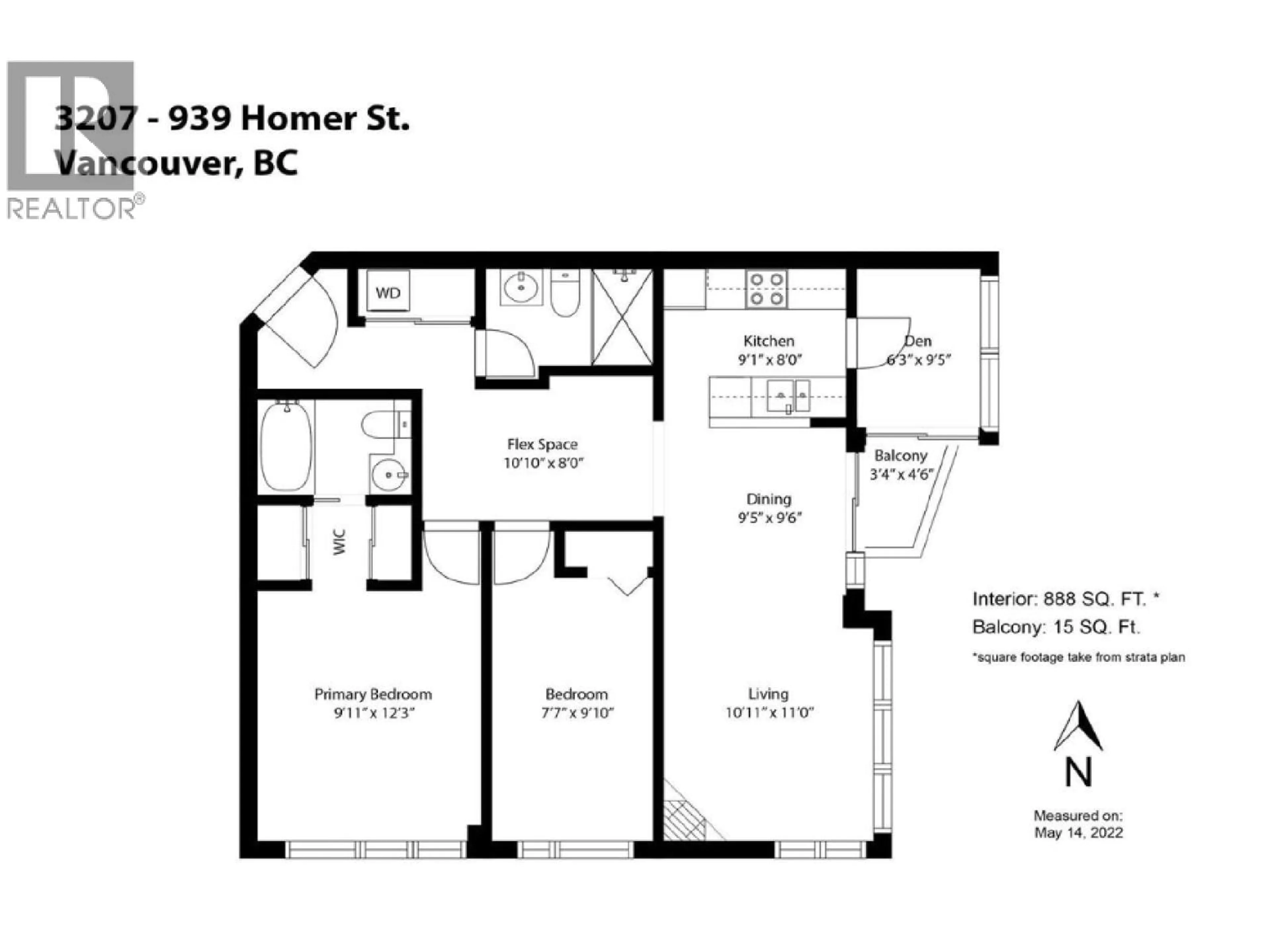 Floor plan for 3207 - 939 HOMER STREET, Vancouver British Columbia V6B2W6