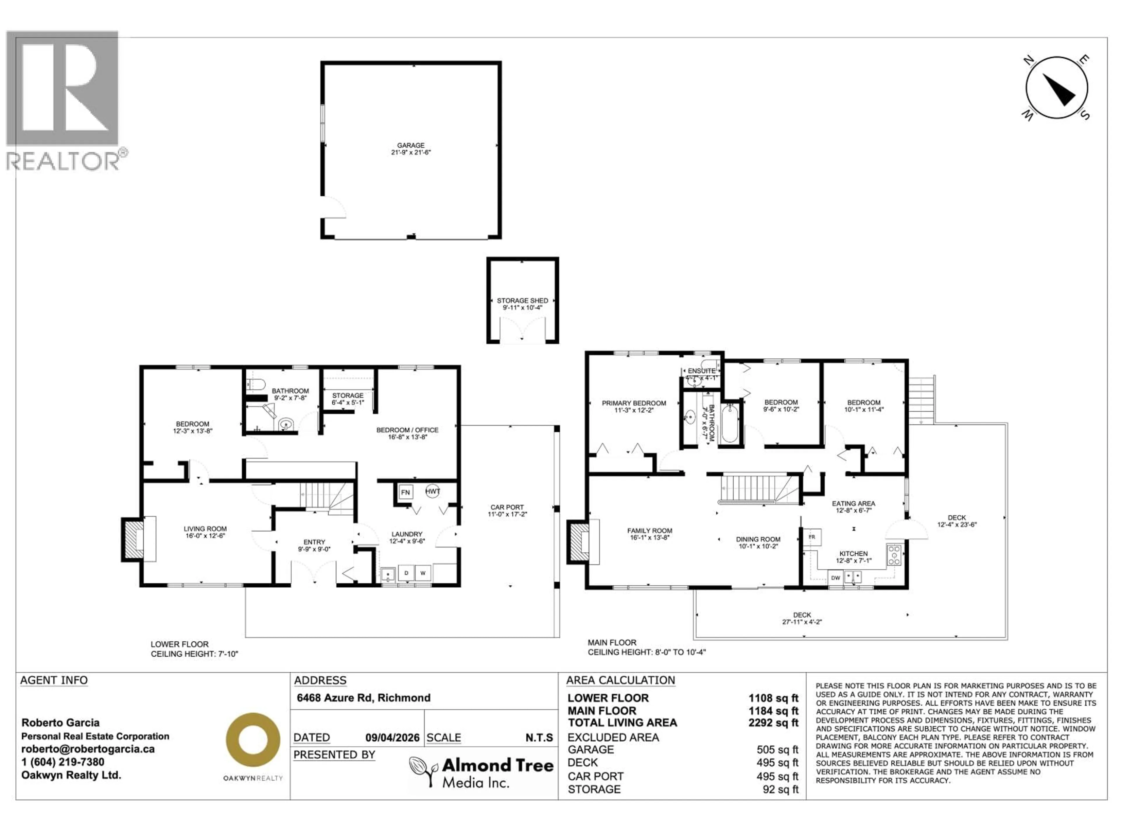 Floor plan for 6468 AZURE ROAD, Richmond British Columbia V7C2R9