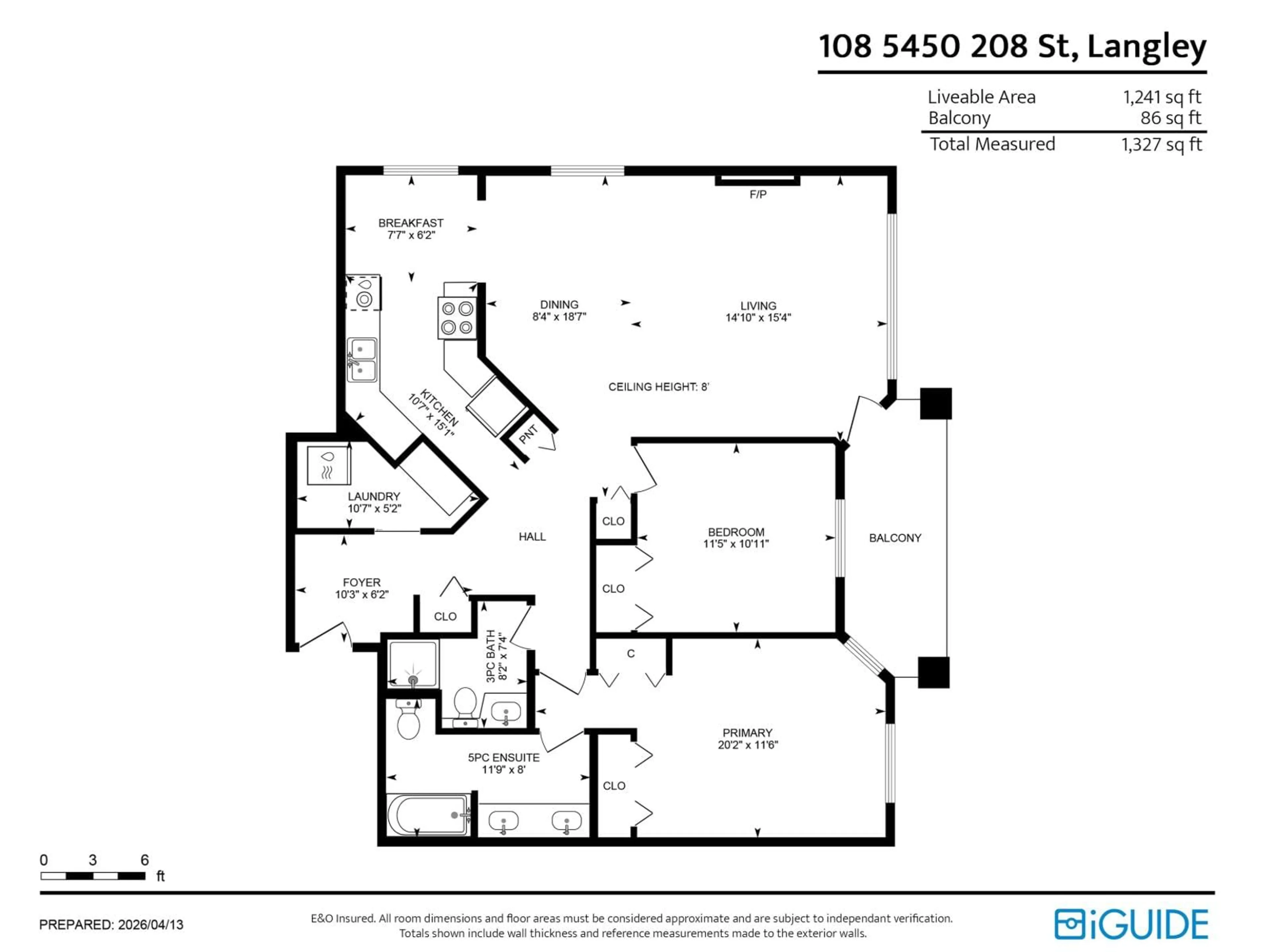Floor plan for 108 - 5450 208 STREET, Langley British Columbia V3A2J9