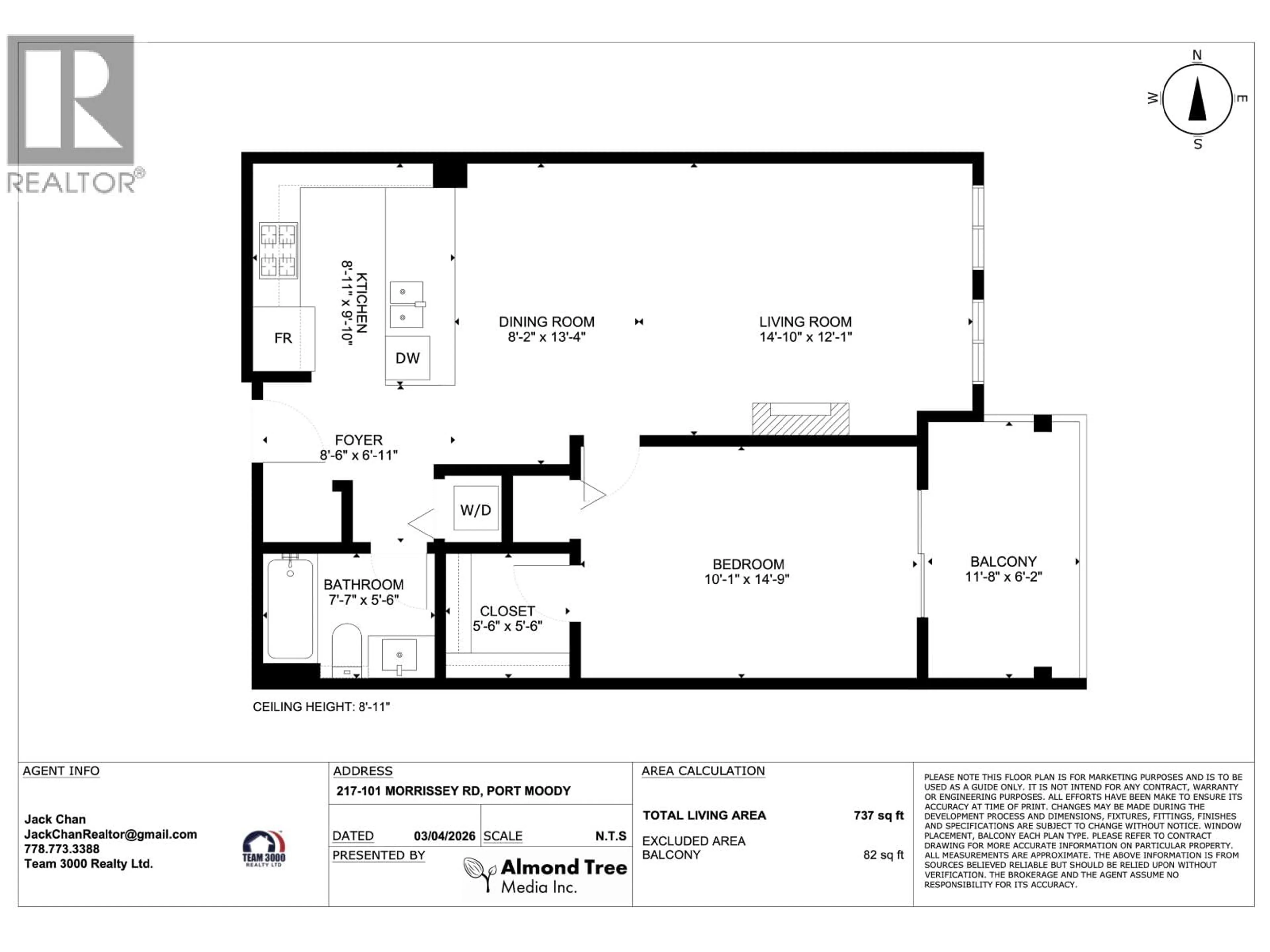 Floor plan for 217 - 101 MORRISSEY ROAD, Port Moody British Columbia V3H0E6